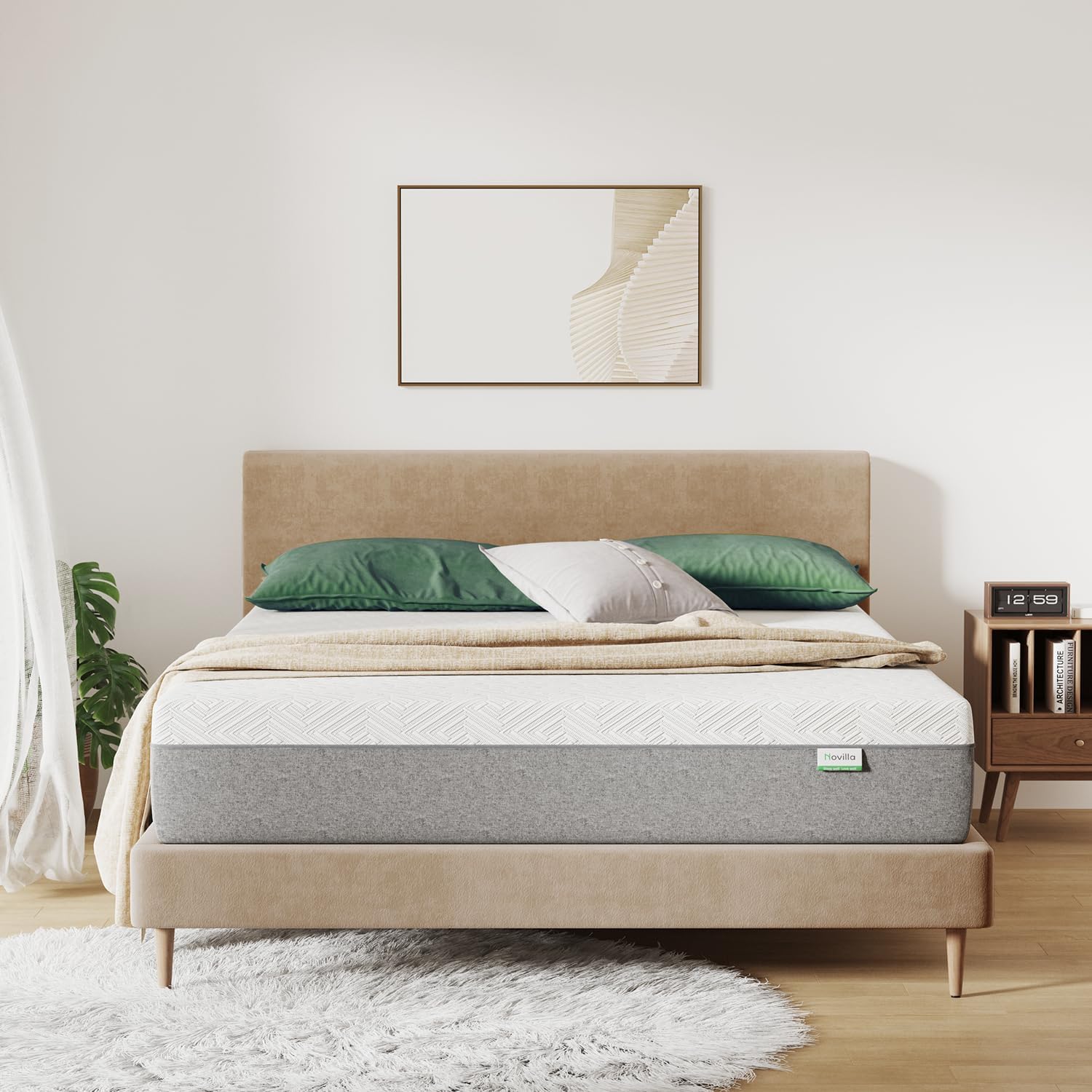 Novilla King Size Mattress, 12 Inch Gel Memory Foam King Mattress for Cool Night & Pressure Relief, Medium Plush Feel with Motion Isolating, Bliss