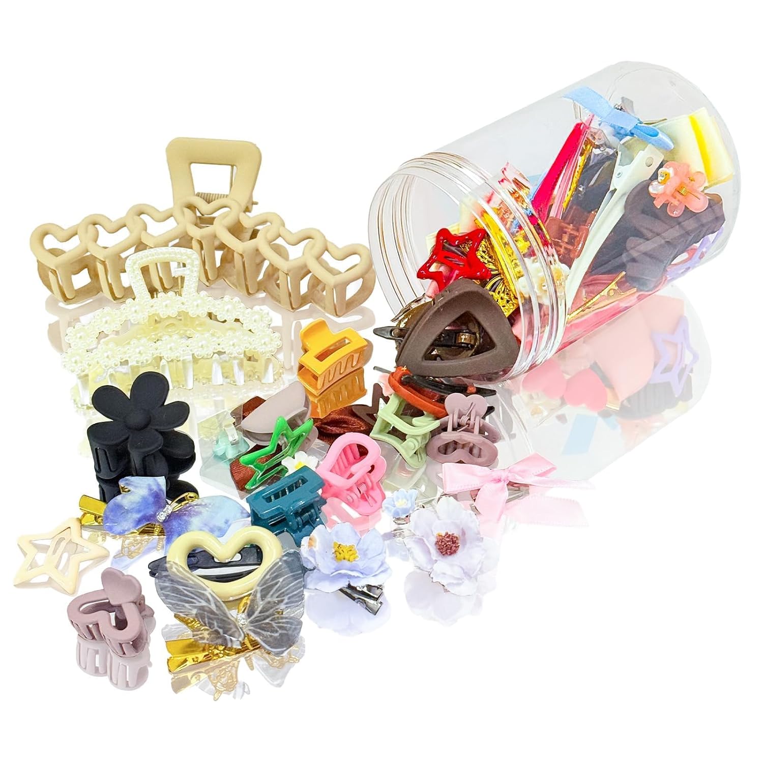 50Pcs Hair Clips Mystery Box - Surprise Box for Women(Metal, Snap, Flat, Flower &Y2k Styles Hair Clips, Barrettes, Claw Clips and Hair Bows ) -Trending Styles Bulk Gift Set