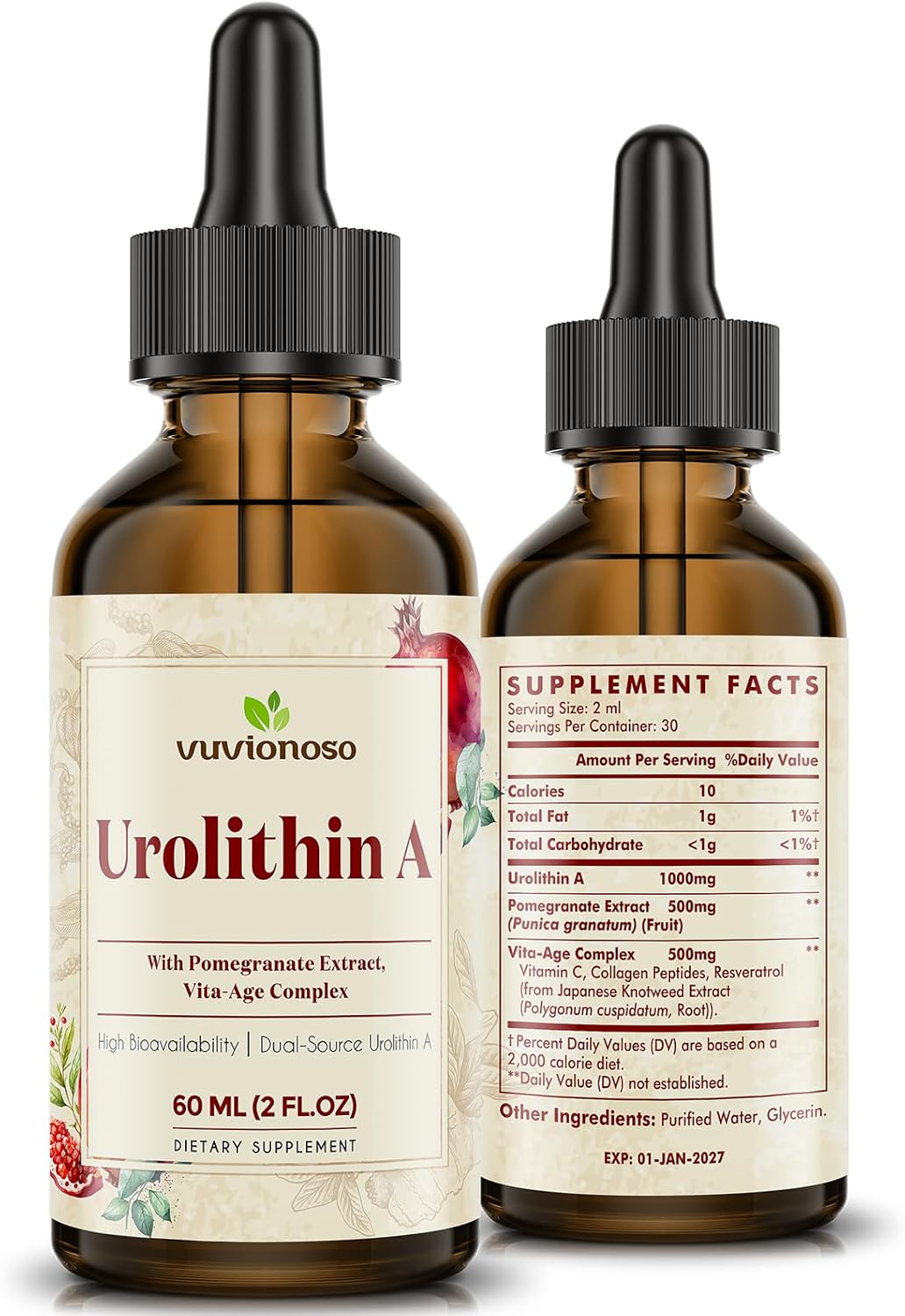 Urolithin A 2000mg Liquid Drops - 60ml (2 Fl Oz)