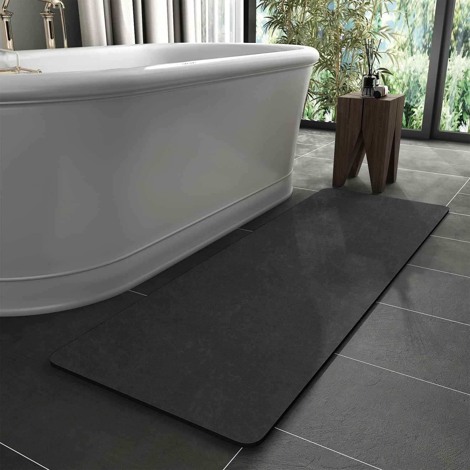 MontVoo -Bath Mat Rug-Rubber Non Slip Quick Dry Super Absorbent Thin Bathroom Rugs Fit Under Door Bathroom Runner Rug-Bathroom Floor Mats-Shower Rug for in Front of Bathtub,Shower Room,Sink