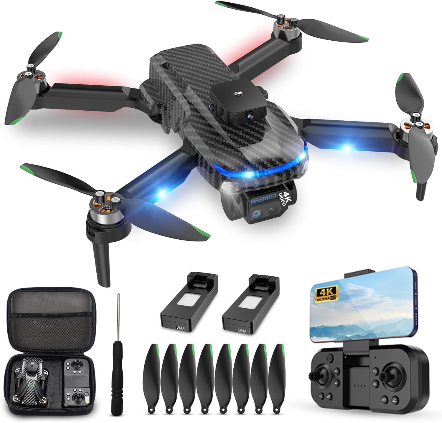 Drone Avec Caméra 4K – Mini Drone Enfant – 360° Flips, Décollage/atterrissage 1 Touche – Cadeau Fille Garçon (noir)