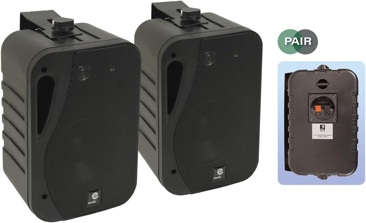 e-audio 5.25 3-Way Background Music Speakers With Brackets 160W 4 Ohm