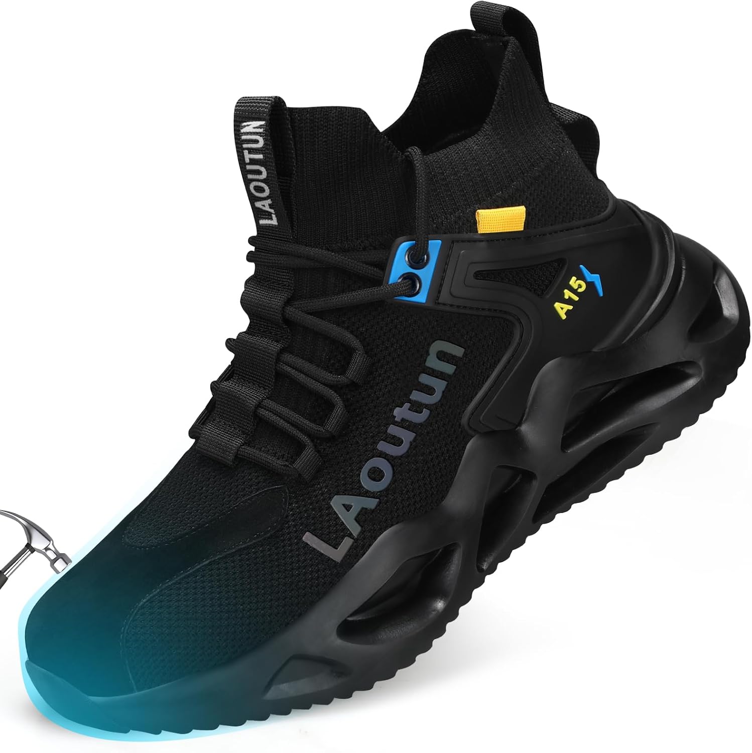 LAoutun Steel Toe Shoes for Men Women Work Shoes Safety Sneakers Shoes Comfortable Lightweight Puncture Proof Slip on Indestructible Work Shoes