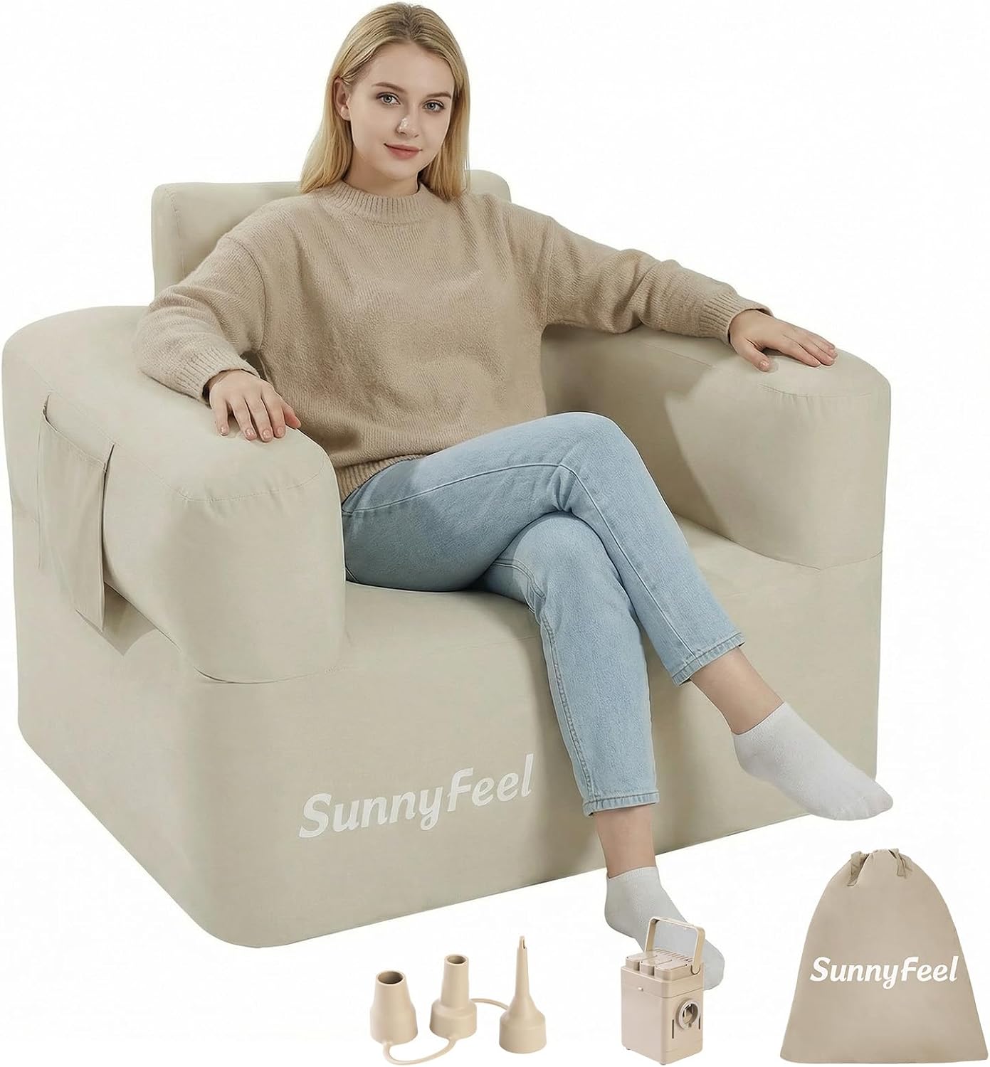 SUNNYFEEL Inflatable Couch for Adults with Built in Pump