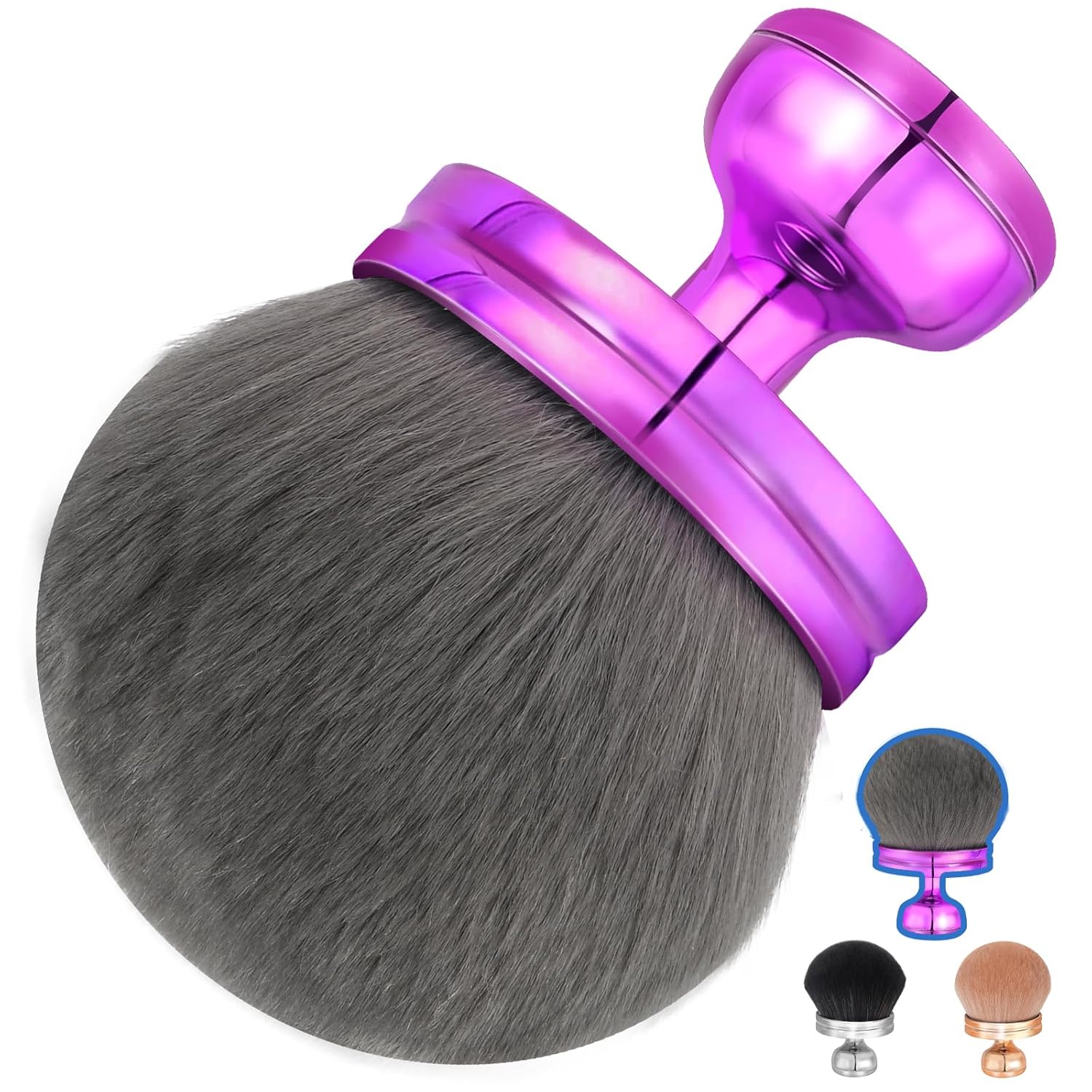 Extra Large Tanning Brush Self Tanner Brush 3.2inch Kabuki Tanning for Self Tan Back Applicator Wide-headed Blend Blur Body Makeup Kabuki Foundation Body Tanner With Drawstring Bag (Purple)