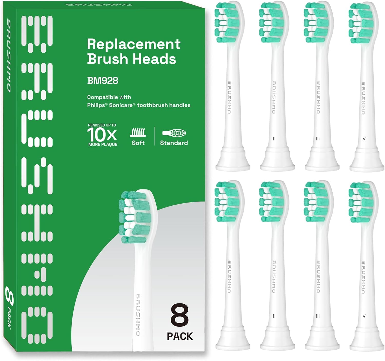 Brushmo Replacement Toothbrush Heads Compatible with Philips Sonicare Electric Toothbrush, White, 8 Pack