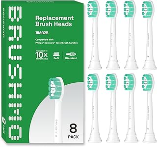 Brushmo Replacement Toothbrush Heads Compatible with Philips Sonicare Electric Toothbrush, White, 8 Pack