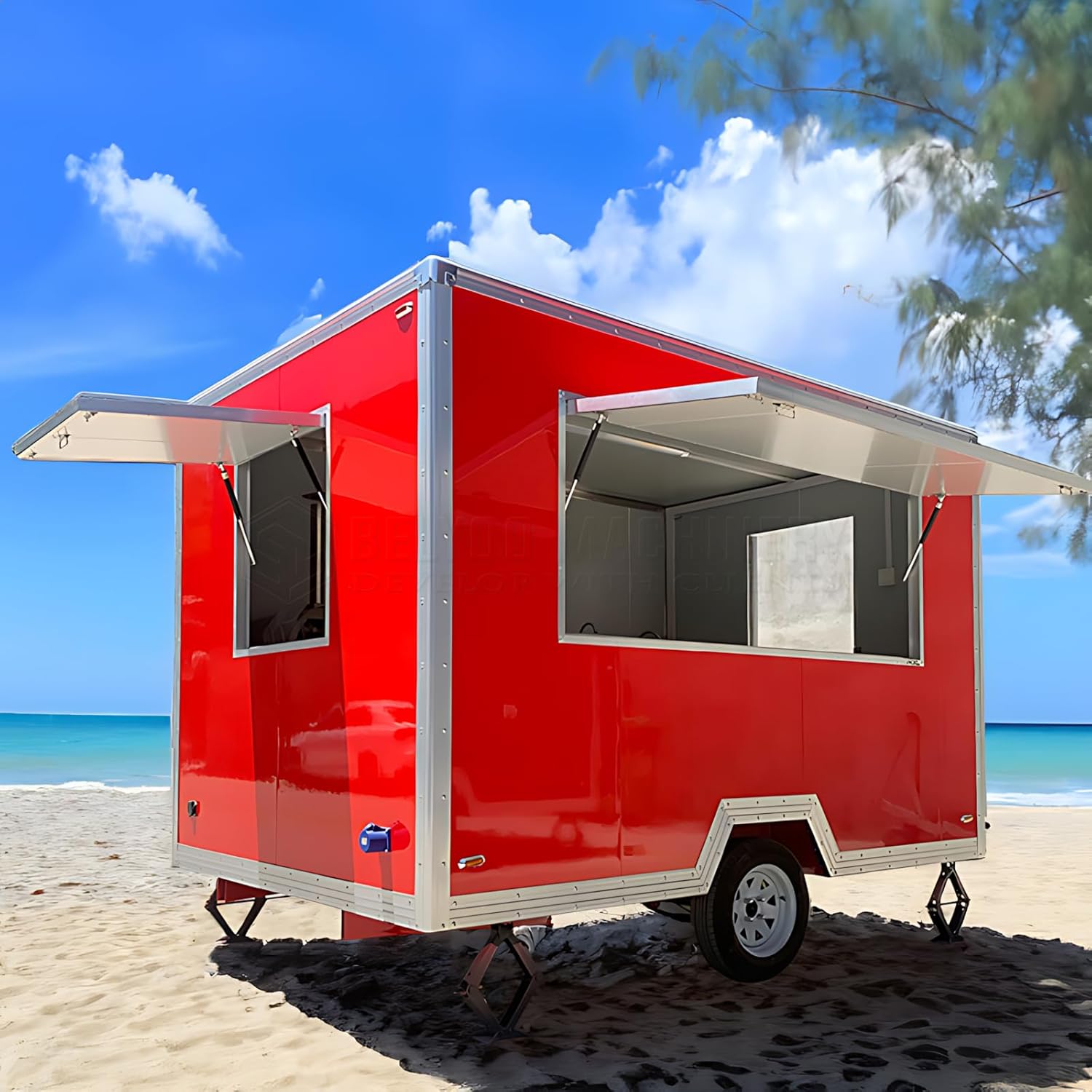 Custom Food Trailer Mobile DDP Food Truck Trailer Concession Trailers for Sale Hot Dog Cart for Commercial Use Kitchen Food Truck Catering Coffee Trailer (10FT)