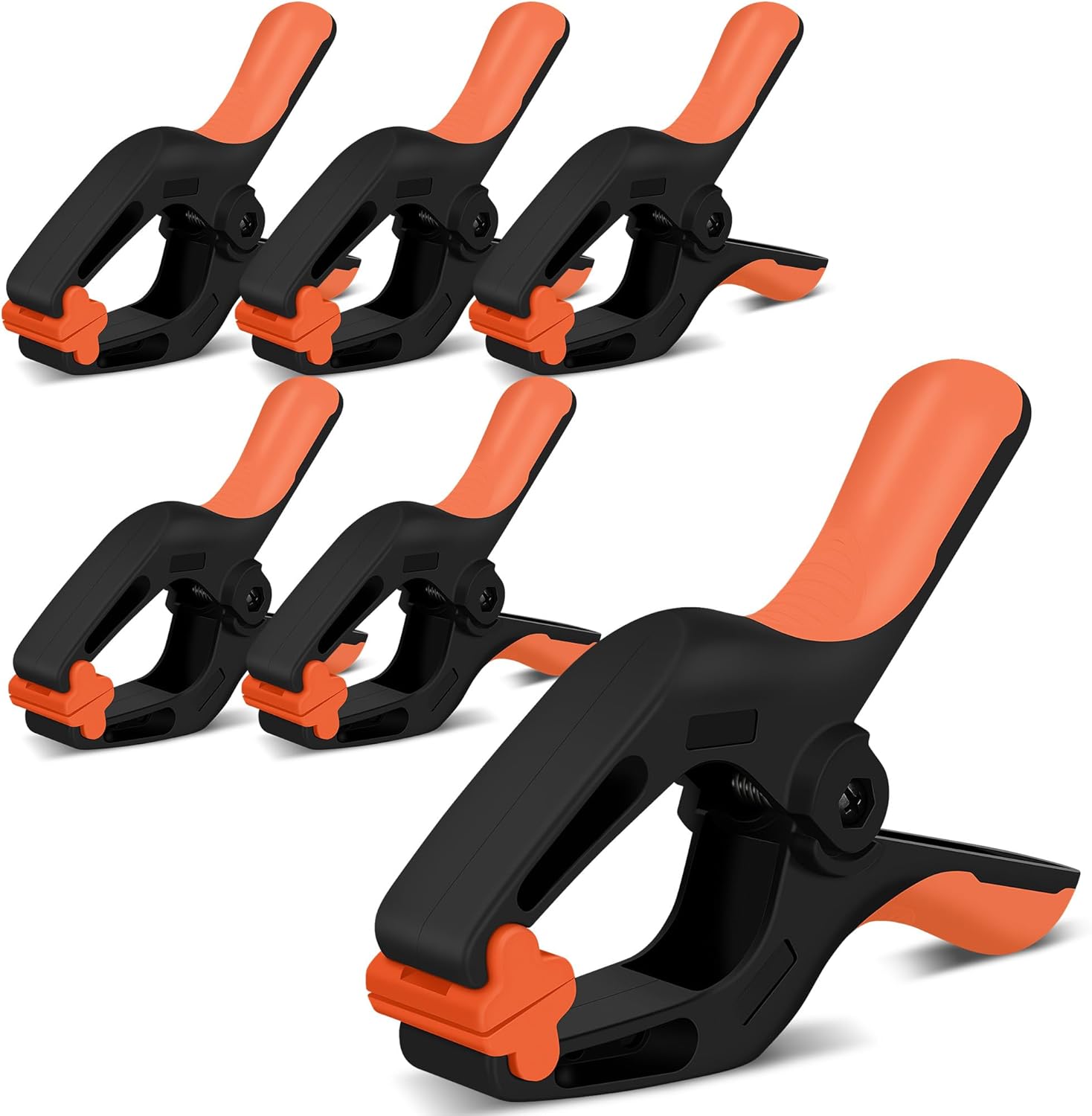 HORUSDY 6-Pack Spring Clamps Heavy Duty, 7-inch Large Plastic Clamps for Crafts with 3.7 Inch Jaw Opening for DIY, Gluing, Clamping and Securing