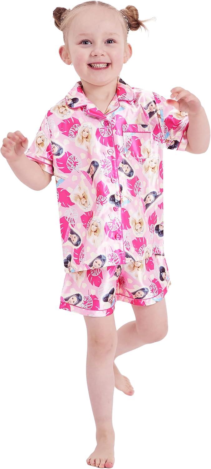 Barbie Girls Short Pyjamas Satin Button Pyjamas