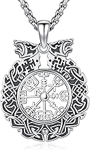 Compass/Wolf/Thor's Hammer/Runes/Tree of Life/Goats/Raven Thor Hammer Necklace for Men Viking Necklace 925 Sterling Sliver Pendant Norse Jewelry Gifts for Men Women
