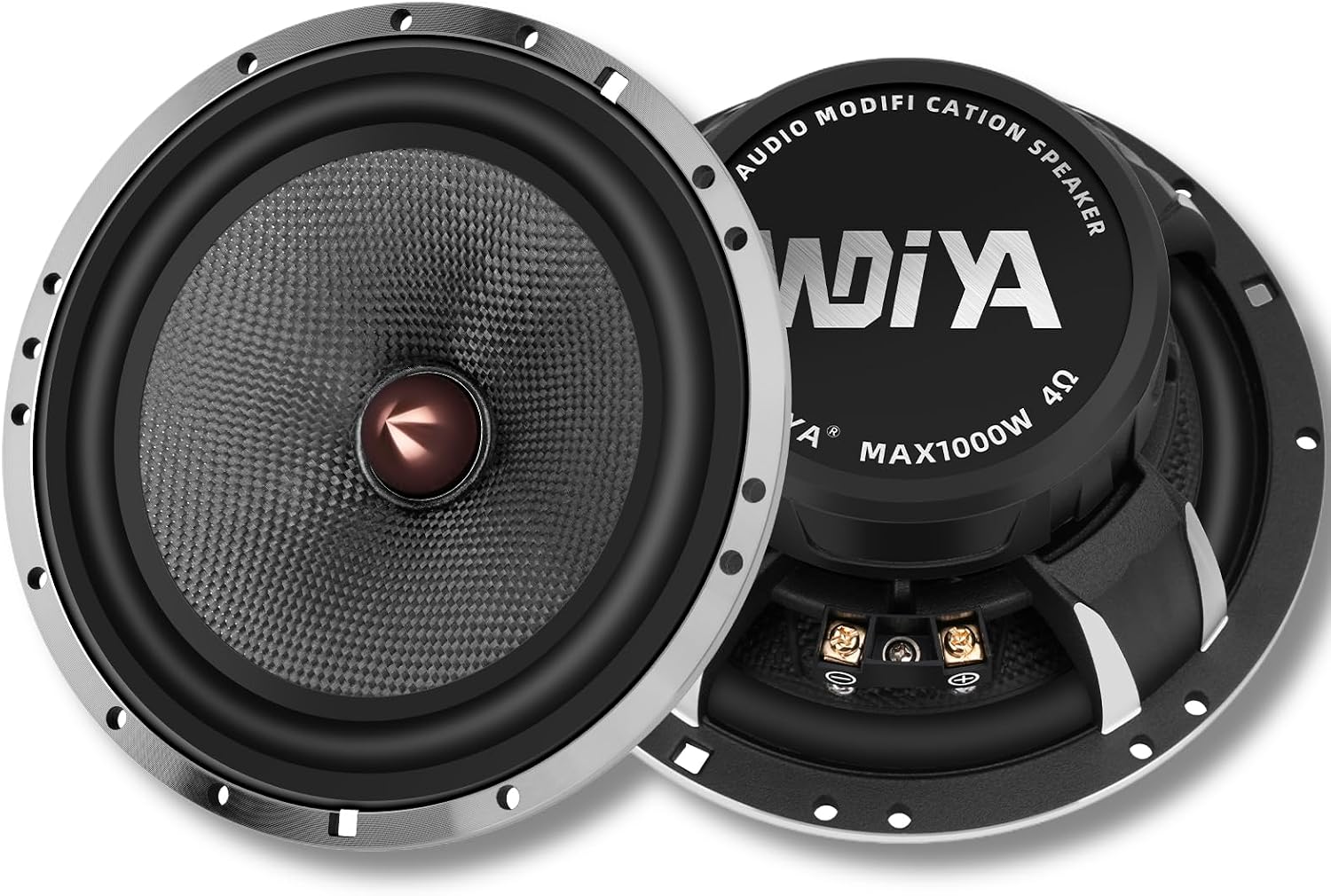 2025 Upgrade 6.5" Car Speakers 1000W Peak Power - High-Performance Carbon Fiber Cone Woofers, Bullet Head Design for Clear Bass & Stereo Sound, Door Audio System (2 Speakers)