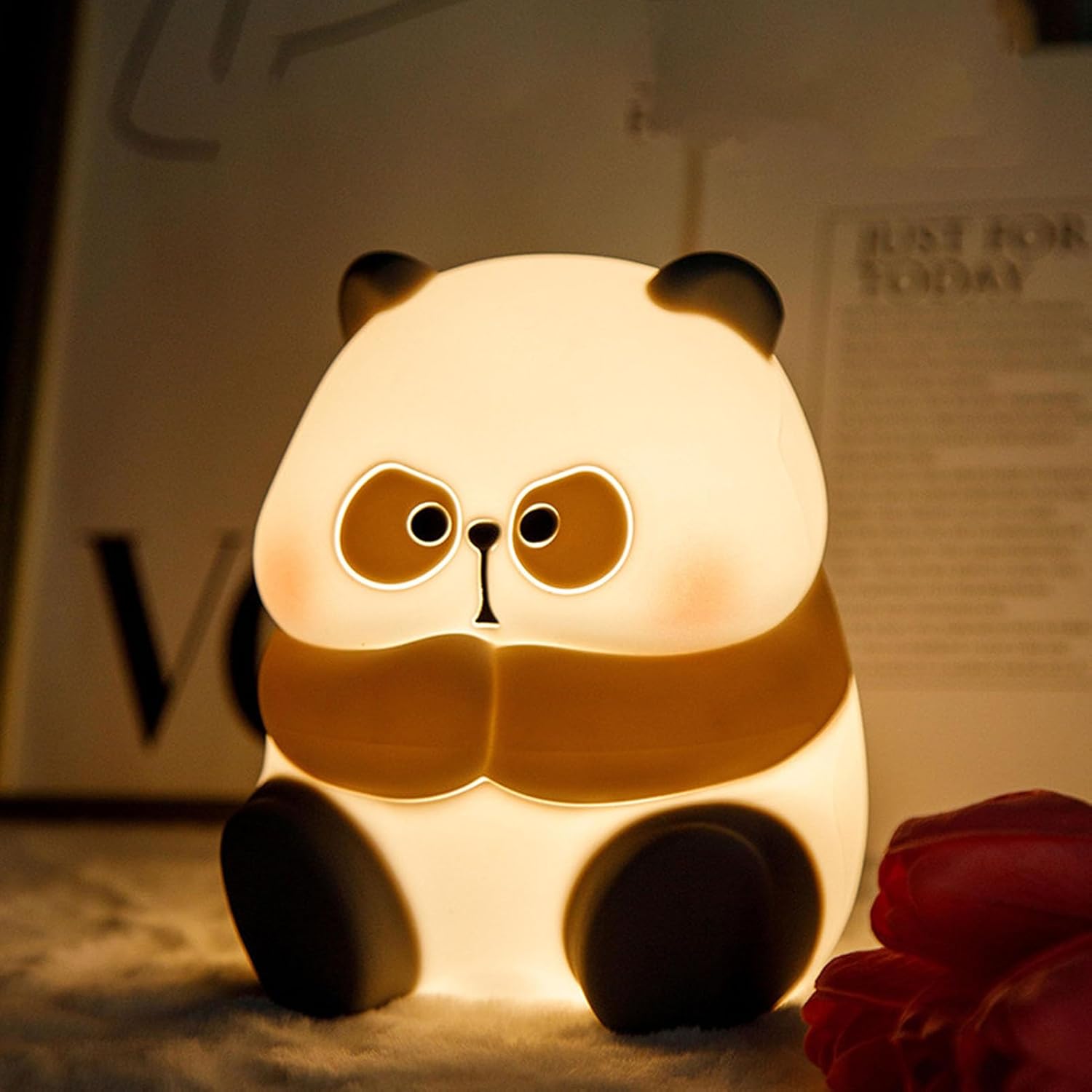 Cute Panda Night Light Animal Silicone Nursery Night Light Rechargeable Table Lamp Bedside Lamp LED Night Light for Woman Kids Baby Toddler Decor Bedrooms (Large)