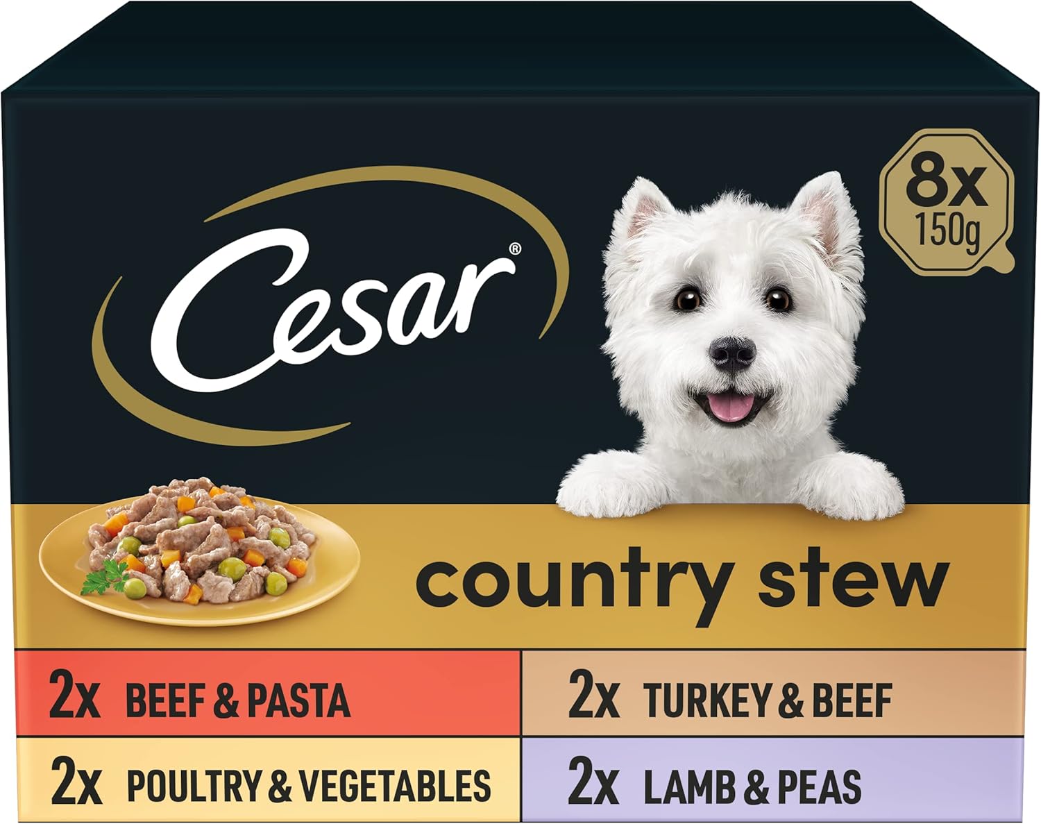 Cesar Country Stew Adult Wet Dog Food, Special Selection, Pack of 3 (3 x 8 Trays x 150 g)