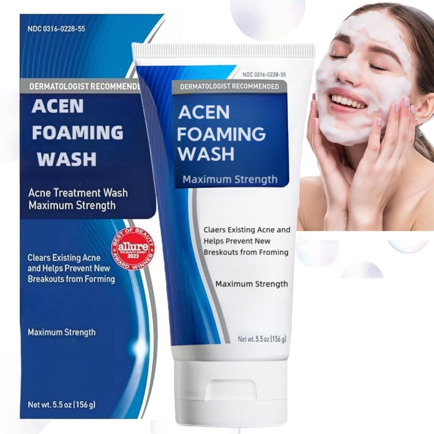 156g Acne Foam Wash,Acne Foaming Wash,Acne Gentle Hydrating Face Cleanser for Women,Mild Daily Facial Cleanser for Deep Pore Cleansing,Foaming Facial Wash,Face Wash with Hyaluronic Acid for Oily Skin