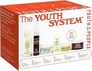 Youth To The People The Youth System - 6 Piece Set with Superfood Cleanser, Face Oil, Moisturizer, Vitamin C Serum, Eye Cream, Energy Facial - Vegan Skincare Kit