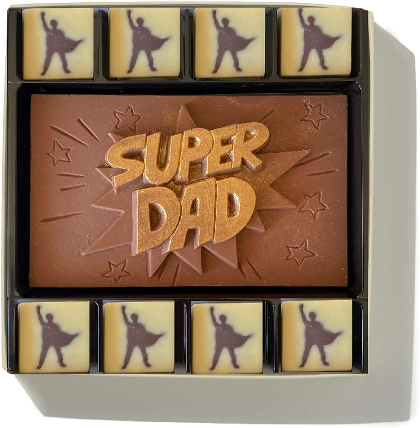 Choc on Choc Super Dad Belgian Milk Chocolate Gift Box, 110g, Handcrafted with Edible Gold for Father’s Day & Birthdays