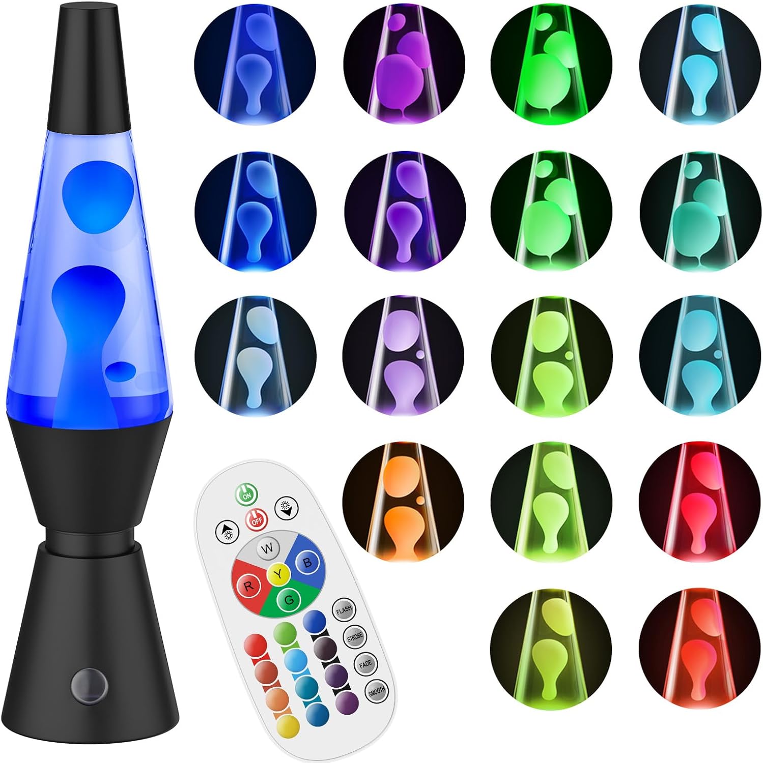 LED Black Night Light 17 Colors Changing Liquid Motion Lamp with Remote, 14.5 Inch Large Volcano Lamp for Adults & Kids Pink Blue Red Green Purple Giant Relax Mood Night Light Table Lamp Nightlight
