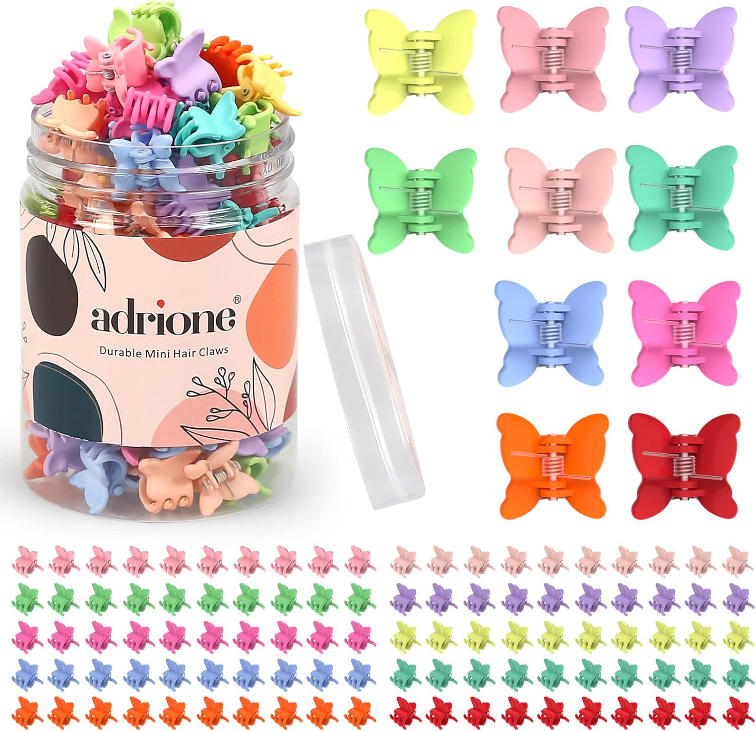 ADRIONE Mini Butterfly Hair Clips Colorful 100 Pack, Butterfly Clips for Hair 90s Baby Hair Clips for infant fine hair Toddler Hair Clips for Fine Hair Mini Butterfly Hair Clips for Girls Bangs