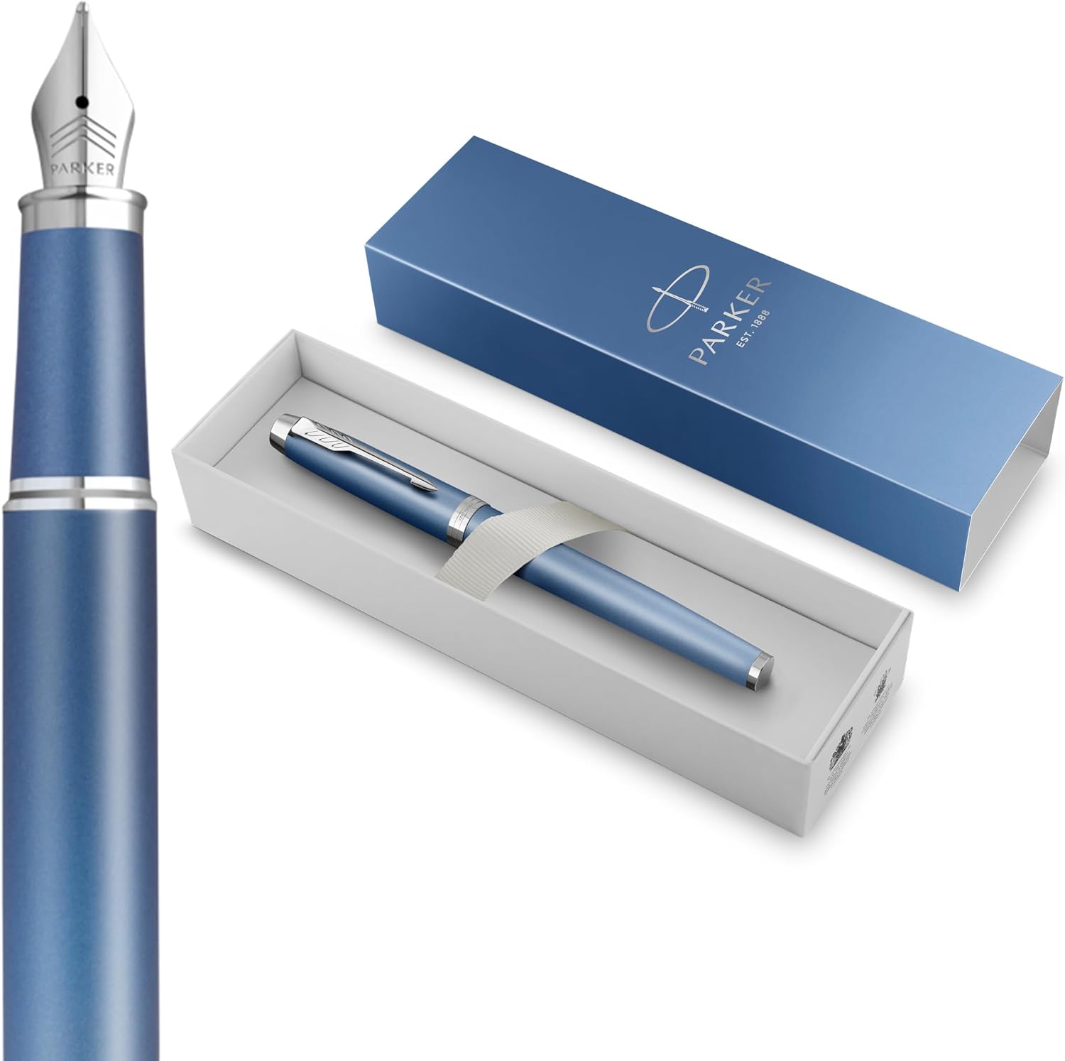 Parker IM Writing Rituals Fountain Pen | Peaceful Blue Finish with Gradient & Chrome Trims | Medium Nib | Blue Ink | Gift Box