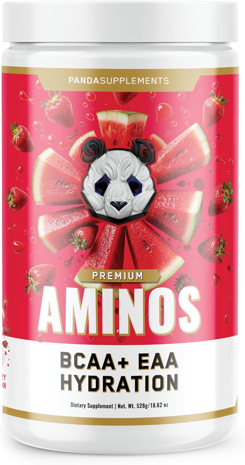 Panda Supps Aminos | BCAA + EAA + Hydration + Eectrolytes for Men and Women with 2G Taurine and 4G EAAs (30 Servings) (Strawberry Watermelon 3.0)