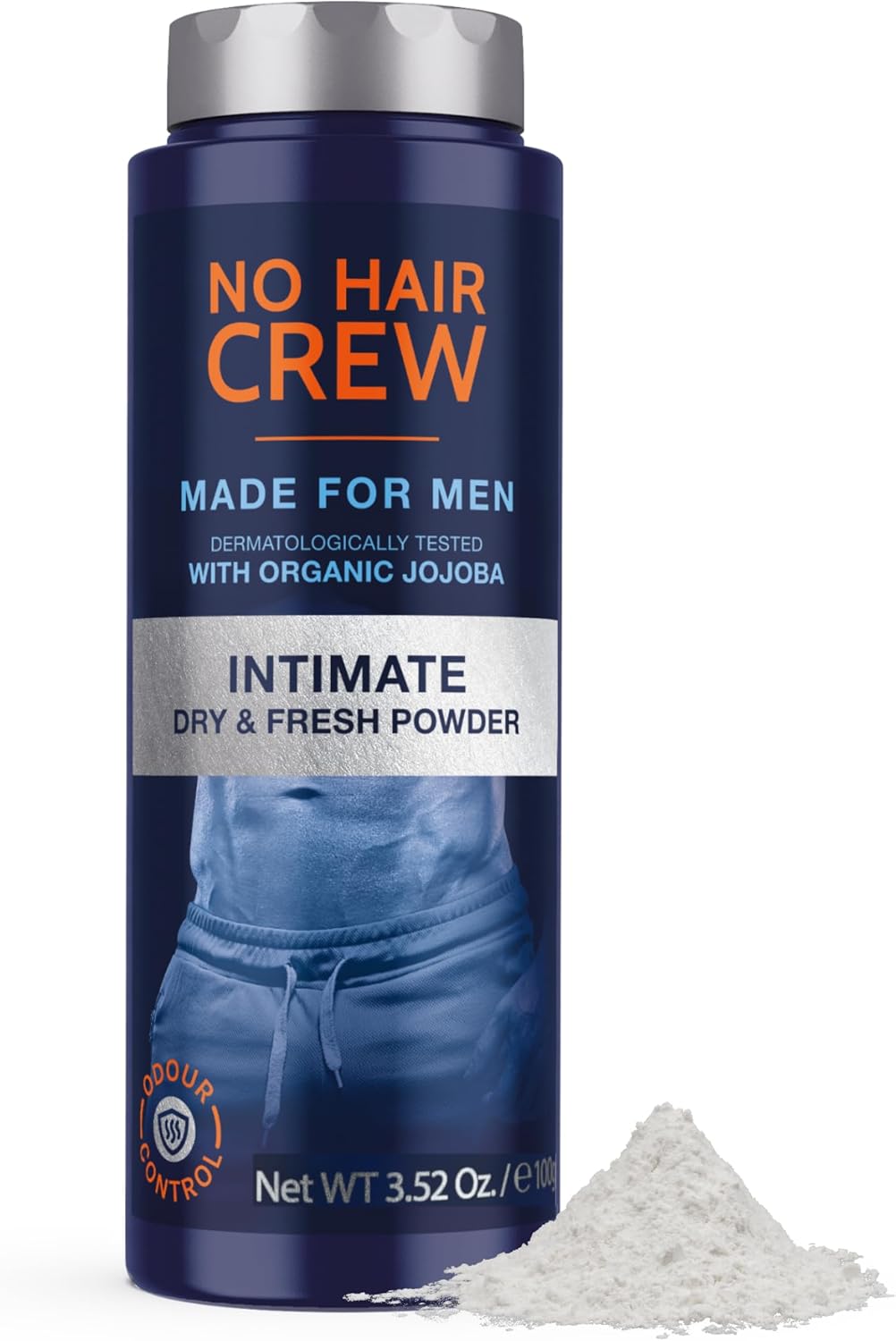 No Hair Crew | Intimate Dry & Fresh Body Powder for Men | Sweat Defense and Odor Control Deodorizer | 3.5 oz