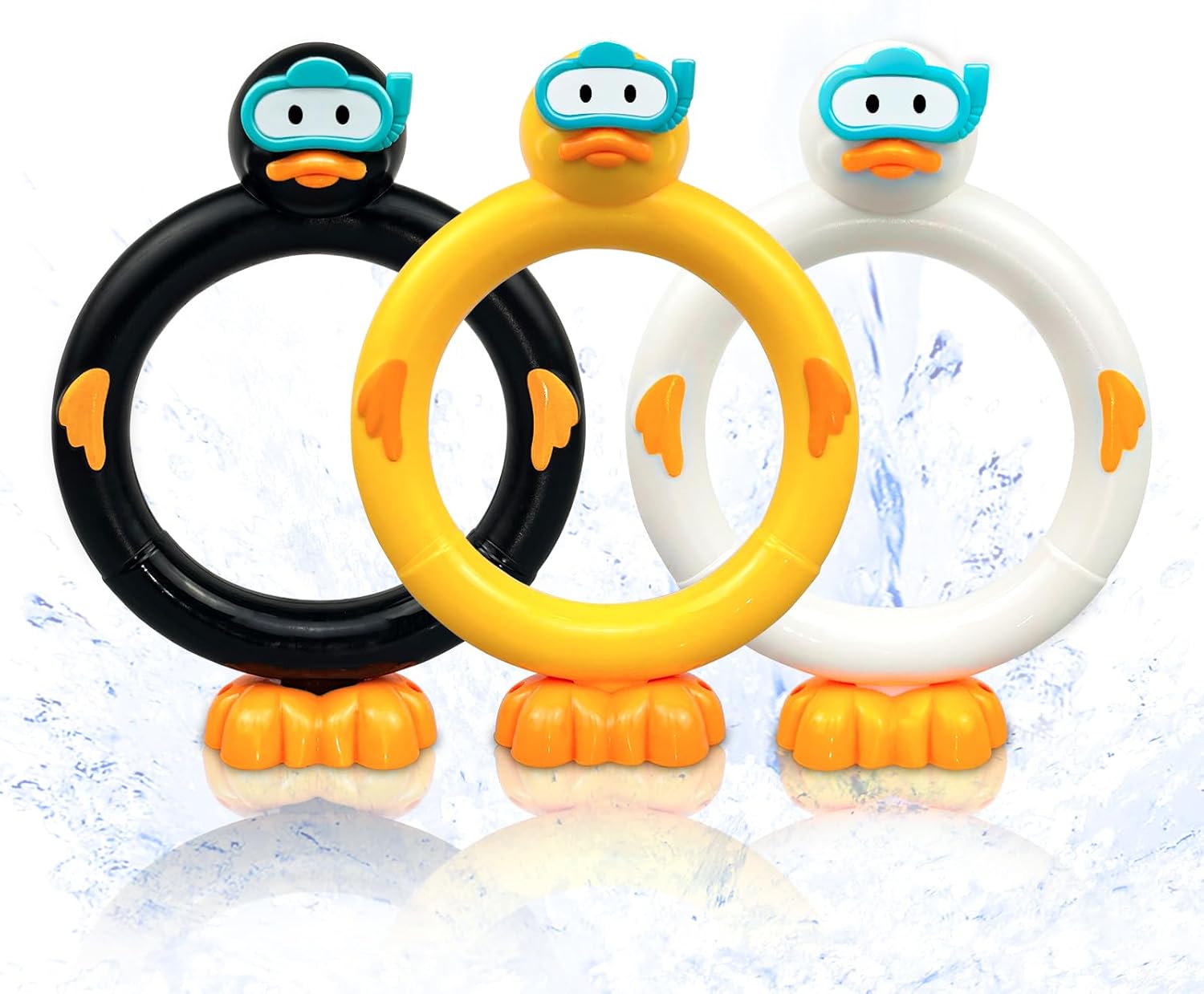 zeeloopbee Dive Rings Swimming Pool Toys for Kids Toddlers, 3Pcs Duck Diving Rings for Training Confidence Building Underwater Fun, Sinkies for kids Swimming Dive Pool Toys Games for Kids 7-12