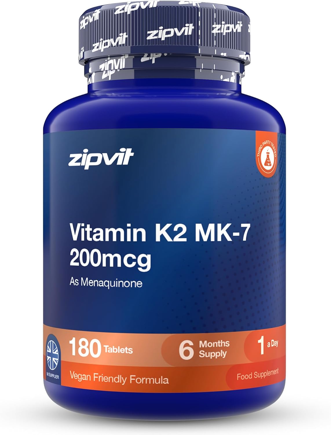 Zipvit Vitamin K2 MK7 200mcg - High Strength - 180 Tablets - Vegan