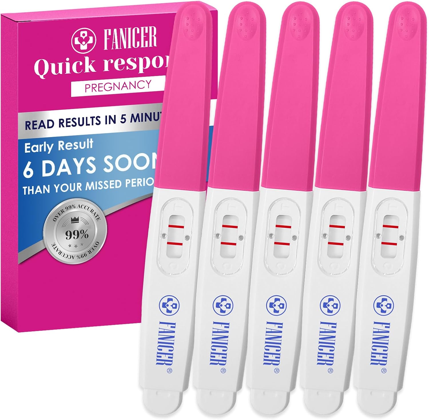 5 X Rapid Detection Pregnancy Test,Individually-Sealed Wrapped,Results in 3 Minutes,Early Pregnancy Test, Sensitive HCG Urine Midstream Test, Early Detection Pregnancy Test,10mIU/mL