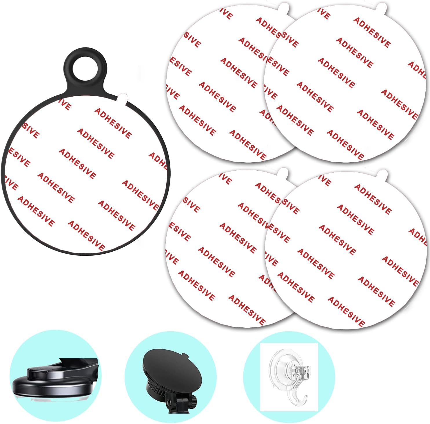 4 Pack 2.76"(70mm) [EASY TO PEEL OFF] Very High Bond Sticky Adhesive Replacement,Circle Double Sided Pads Gule for Dashboard / Windshield Suction Cup Car Phone Holder Cellphone Cradle Mounts (White)