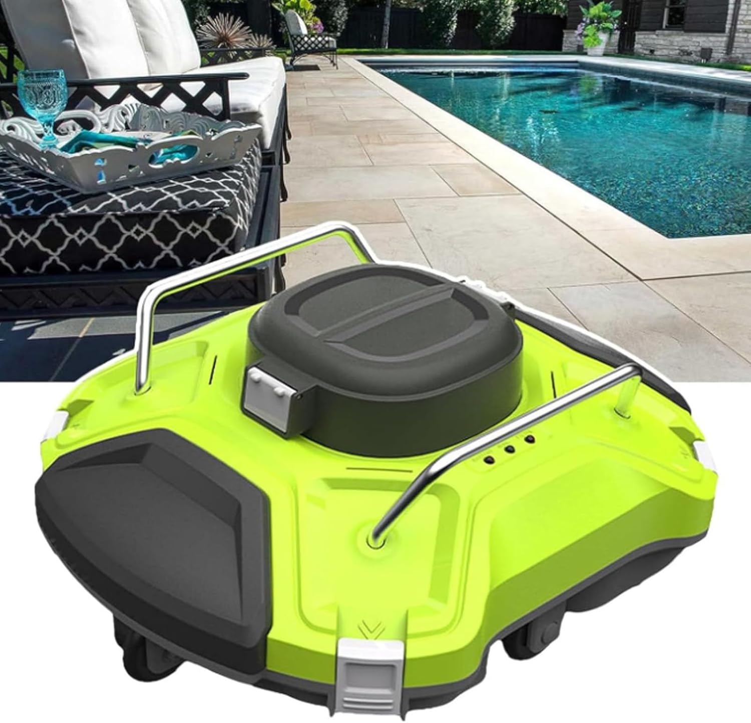 Cordless Robotic Pool Vacuum, Robotic Pool Cleaner for Above Ground/In-ground Pools, Wireless Wall Climbing Pool Cleaning Robot, for Above Ground Flat Pool up to 550 Sq.Ft