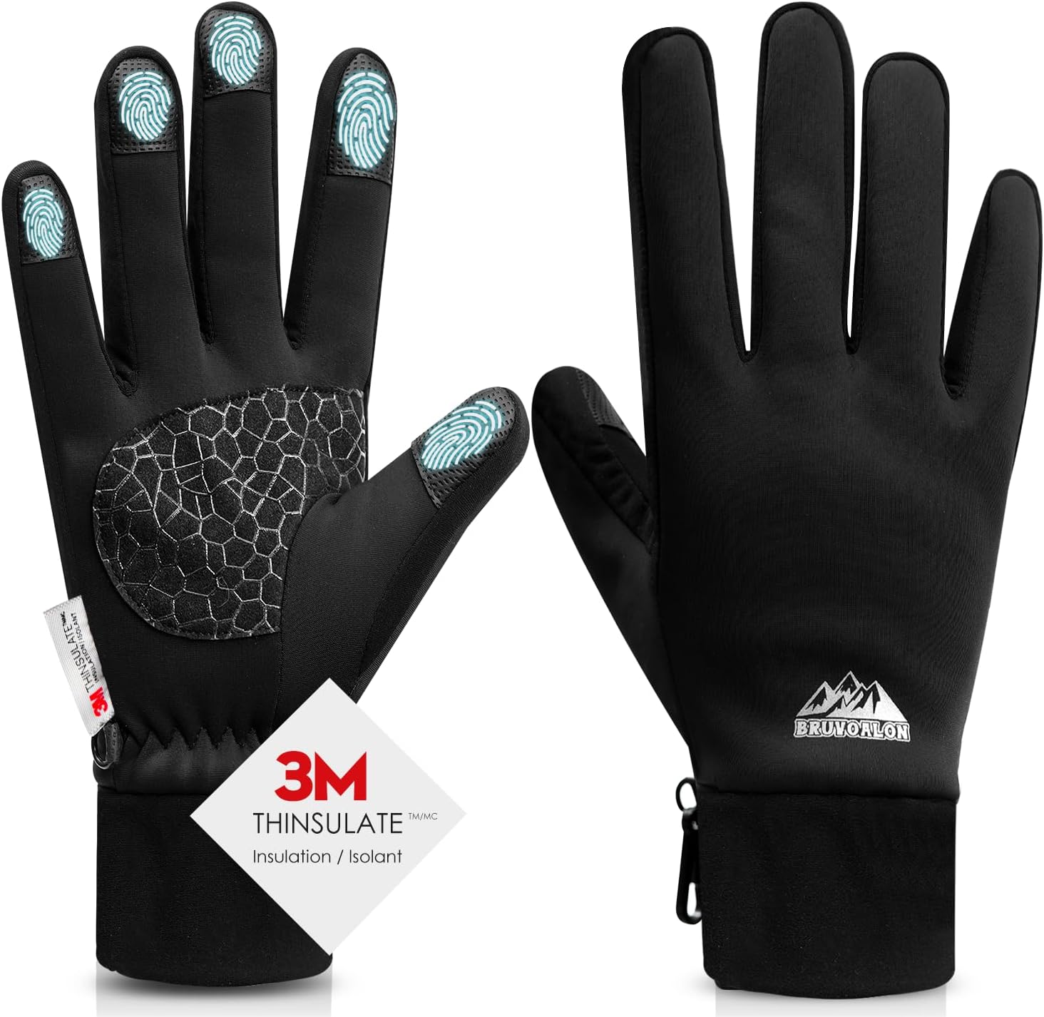 Bruvoalon Winter Gloves for Women & Men, 3M Thermal Insulation, Lycra Fabric, Windproof, Touchscreen, Anti-Slip, Cold Weather