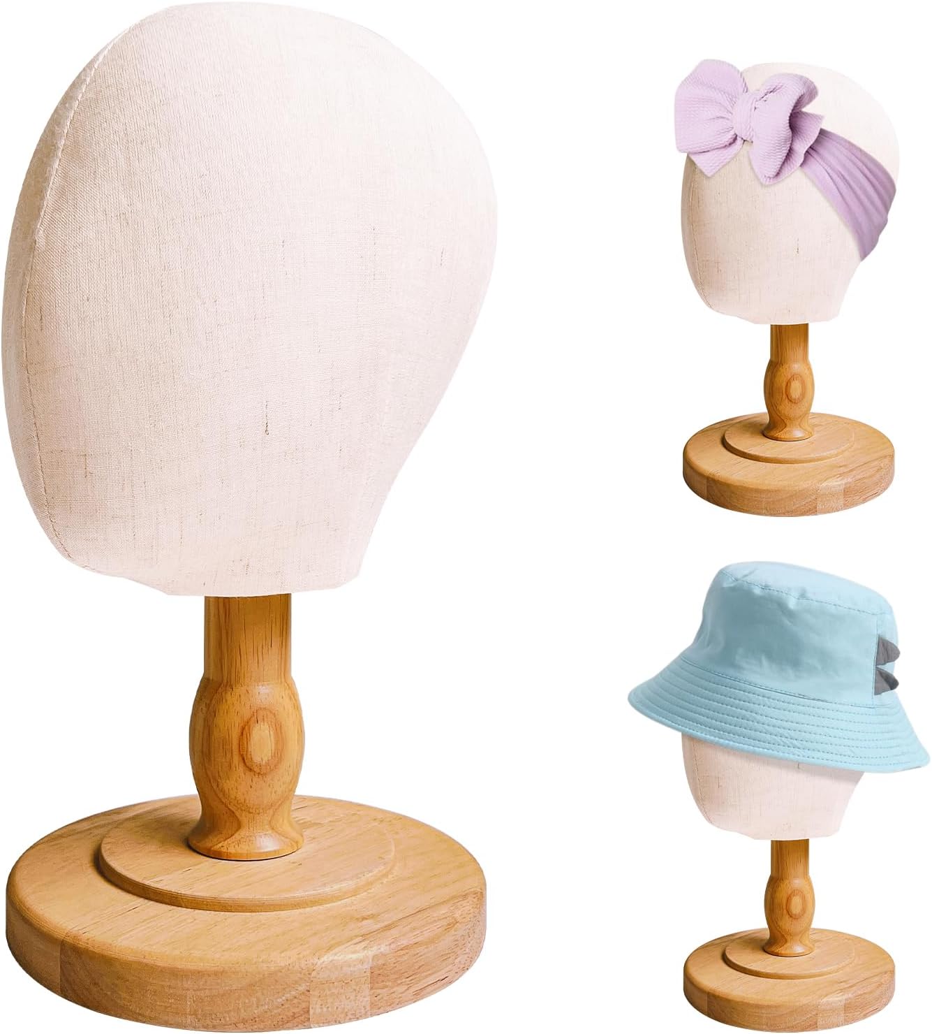 CHADWICK UnPinnable Baby Mannequin Head - Wig Stand for Kids, Plastic Model for Hats, Wigs, Glasses, Scarves Display - Baby Girl Children Hat Stand, Canvas Block Manikin for Home, Salon
