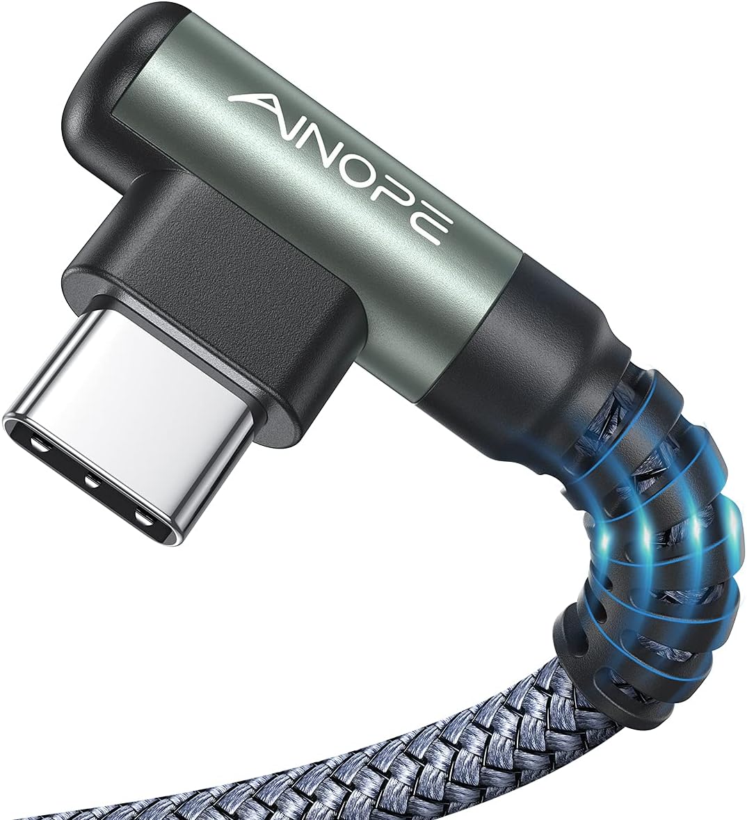 AINOPE USB C Charger Cable, [2-Pack 2M] USB to USB C Cable 3.1A Type C Charger Cable Fast Charging, Right Angle Nylon Braided for Samsung S21 S10 S9, Note 10, Huawe, Sony Xperia, Xiaomi LG