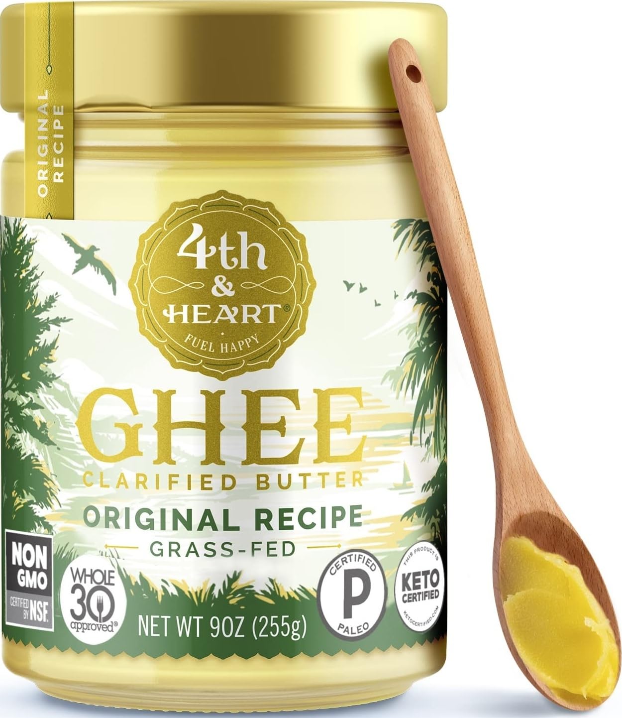 4th & Heart Original Grass Fed Ghee, Clarified Butter, 9 oz.