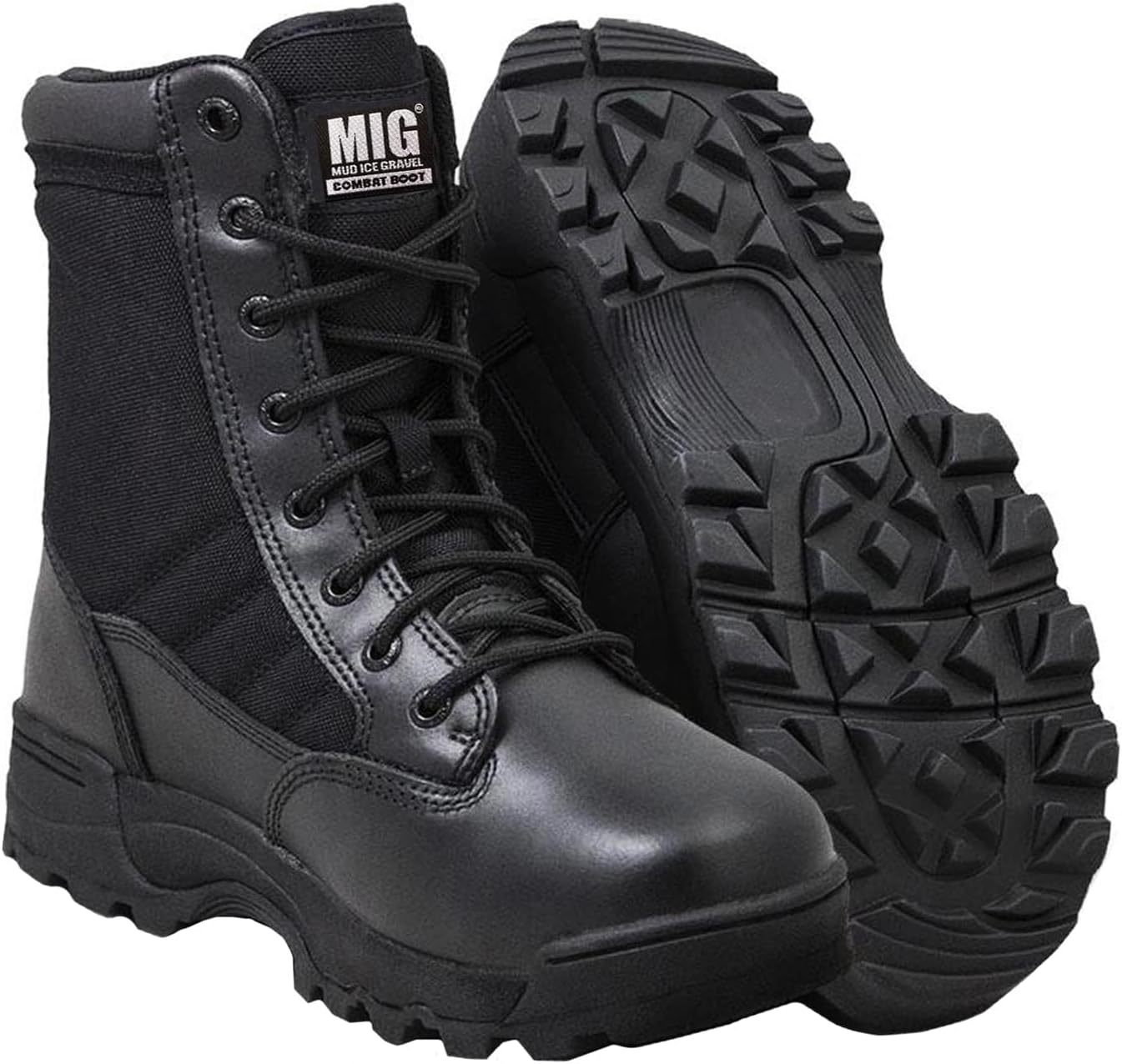 Mens MIG Side Zip & Lace Up Army Tactical Combat Boots For Work, Security, Cadet, Police, Military.