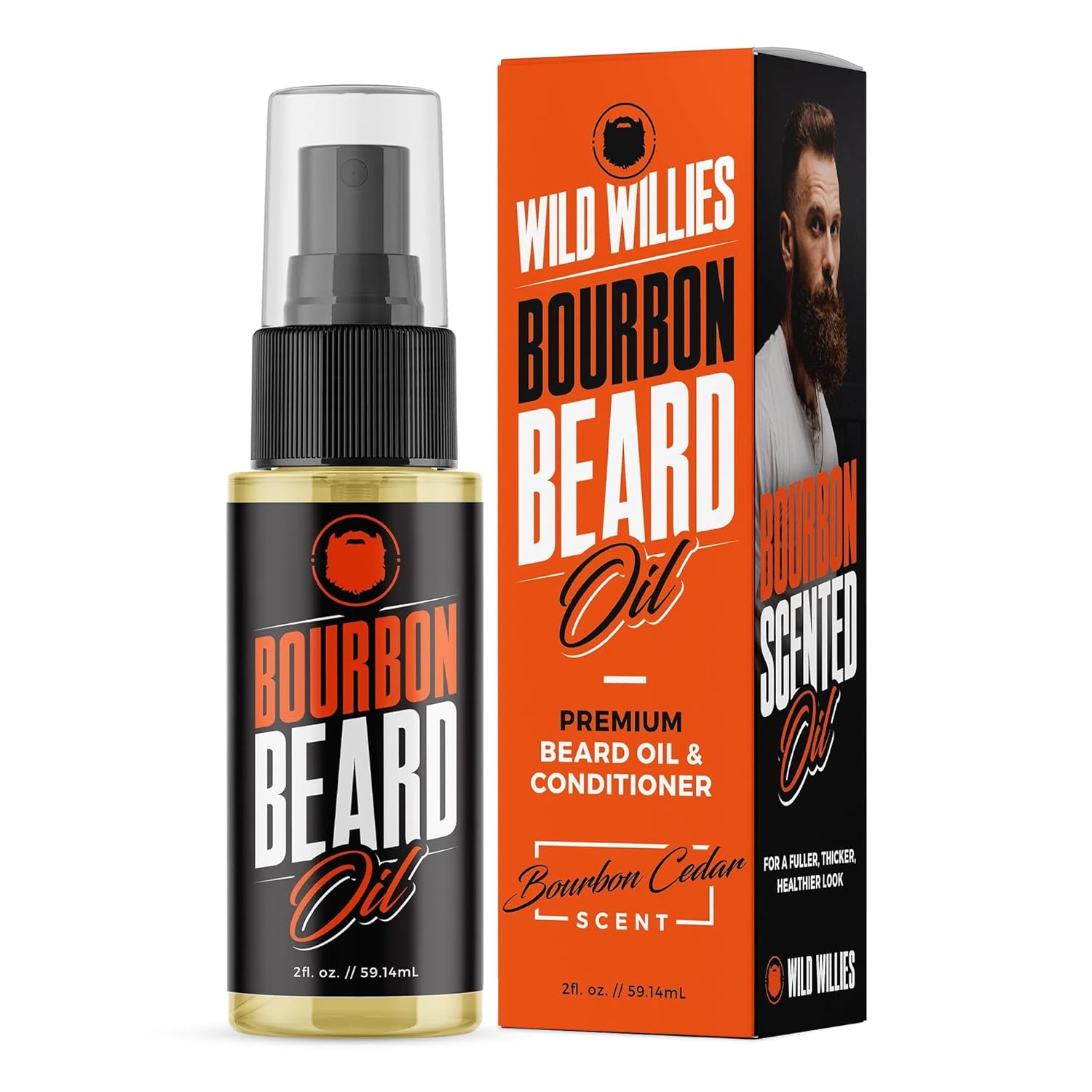 Wild Willies Premium Beard Oil & Conditioner (Bourbon Cedar) - Natural, Organic Ingredients & Essential Oils Promotes Beard Growth, Removes Itch & Dandruff - Deep Softener & Restores Moisture - 2 Oz