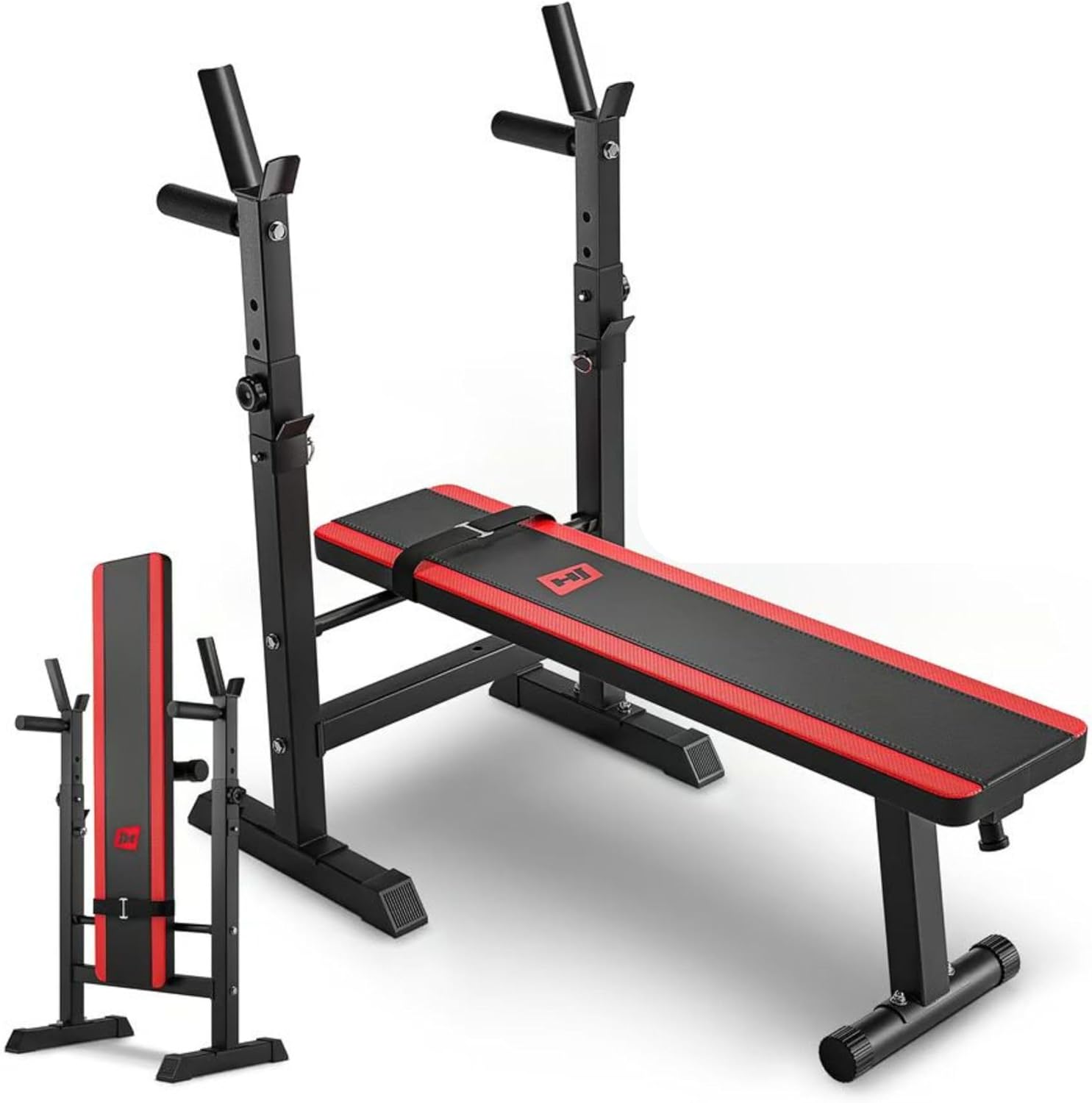 HS HOP-SPORT Folding Weight Bench, HS-1080, 250 kg Weight Capacity, Alloy Steel, Flat Adjustment Type, Fitness Bench