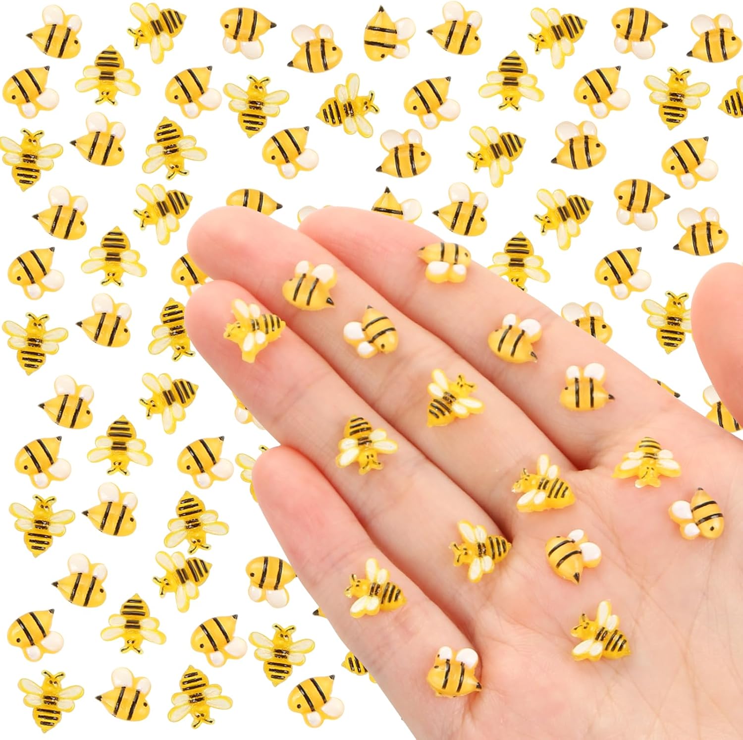 200 PCS Tiny Bee for Crafts Mini Resin Bee Dollhouse Miniatures Things Mini Animal for Fairy Garden Micro Landscaping Decoration