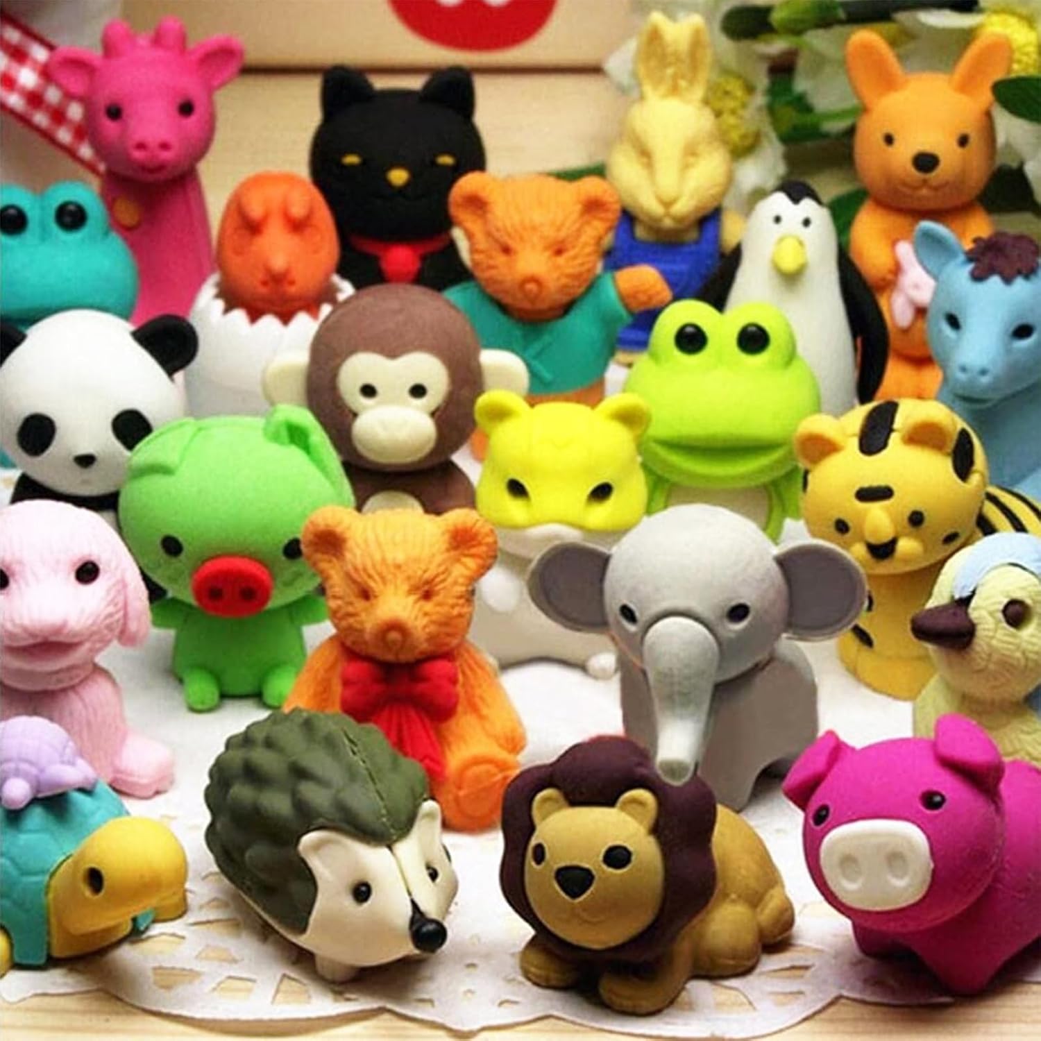 35Pcs Animal Erasers Desk Pets for Kids Animal Pencil Erasers Bulk Puzzle Eraser Toys Gifts for Classroom Prizes,Game Reward,Treasure Box,Easter Egg Fillers,Goodie Bag Stuffers,Party Favors