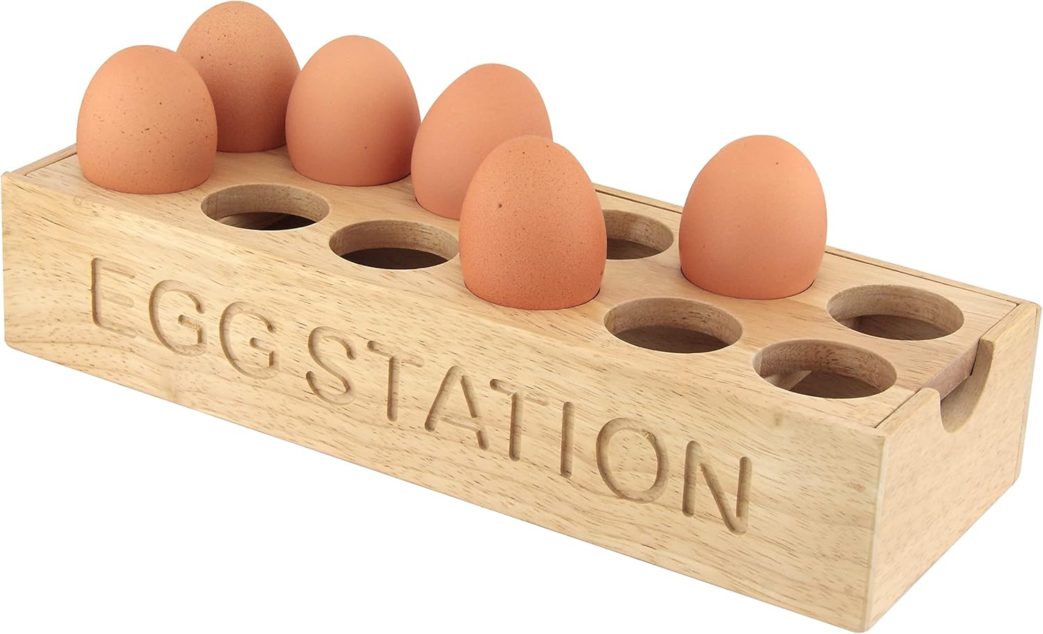 APOLLO THE HOUSEWARES BRAND 4567 RB Egg Station 12, Wood, Brown, 32 x 12 x 8 cm