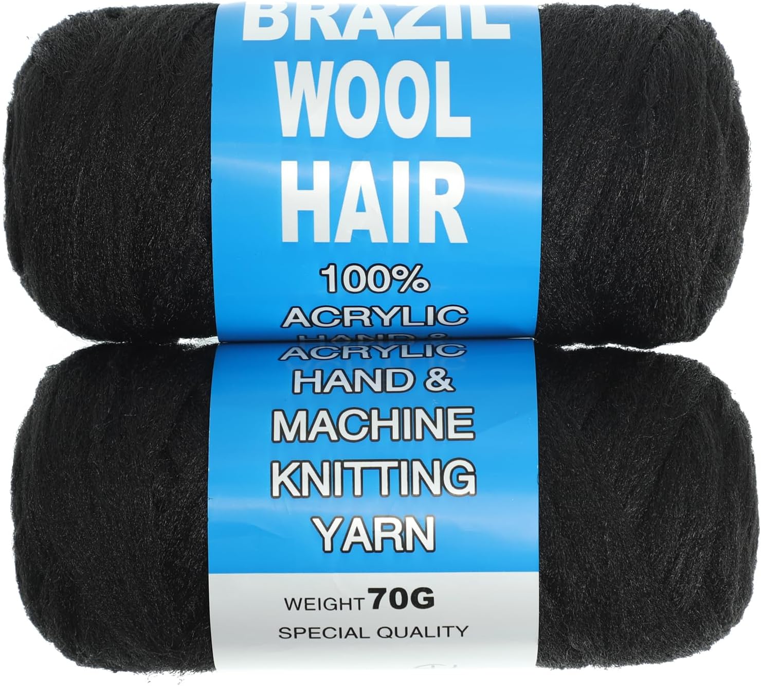 Brazilian Wool Hair for Braids 100% Brazilian Wool Hair Acrylic Yarn for African Braids/Spring Twist/Faux Locs/Box Braids/Wraps with Crochet Hook (2, 1B#)