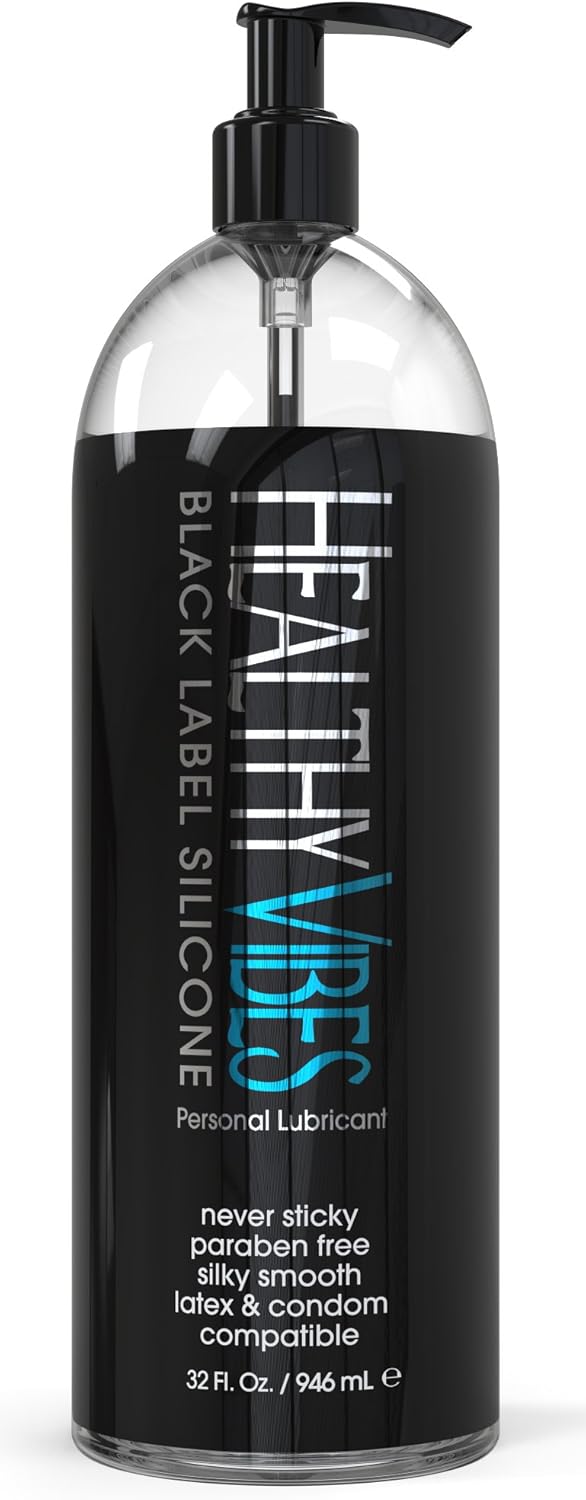 Black Label Silicone Based Personal Lubricant- Lasts Long & Easy to Clean, Water Resistant Lube, Lubricant for Privacy Safe for Most Skin Types- 32 oz