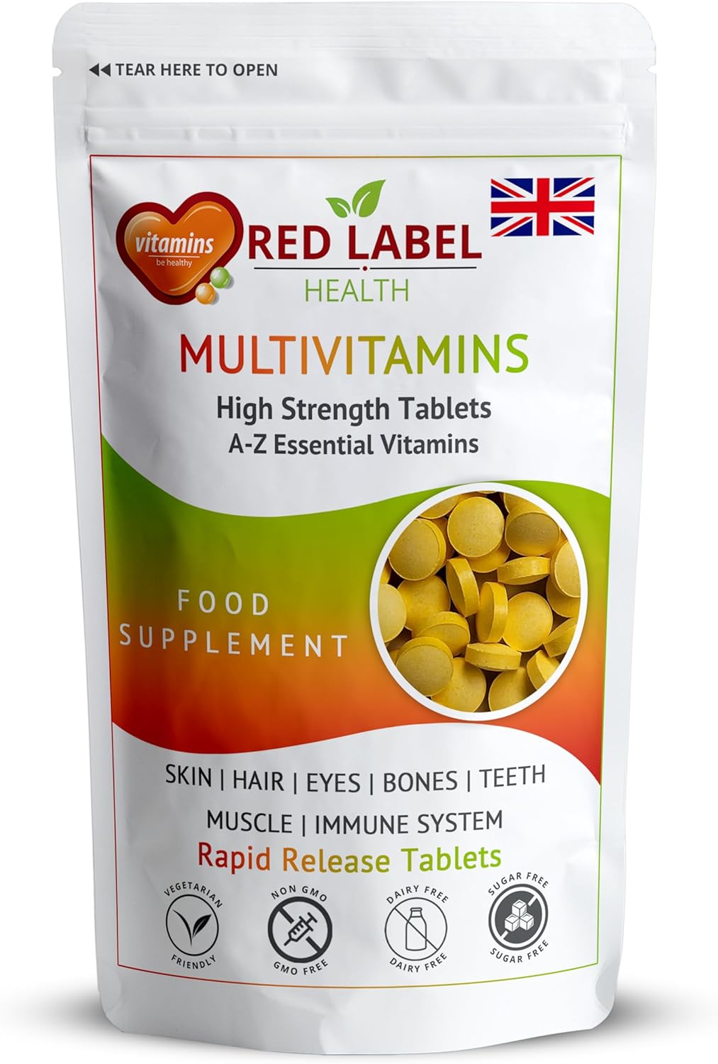 Red Label Health Multivitamin 360 Tablets (1 Year Supply) for Men & Women High Strength Multi Vitamins Supplement for Immune Support & Wellbeing, One a Day Multivitamins