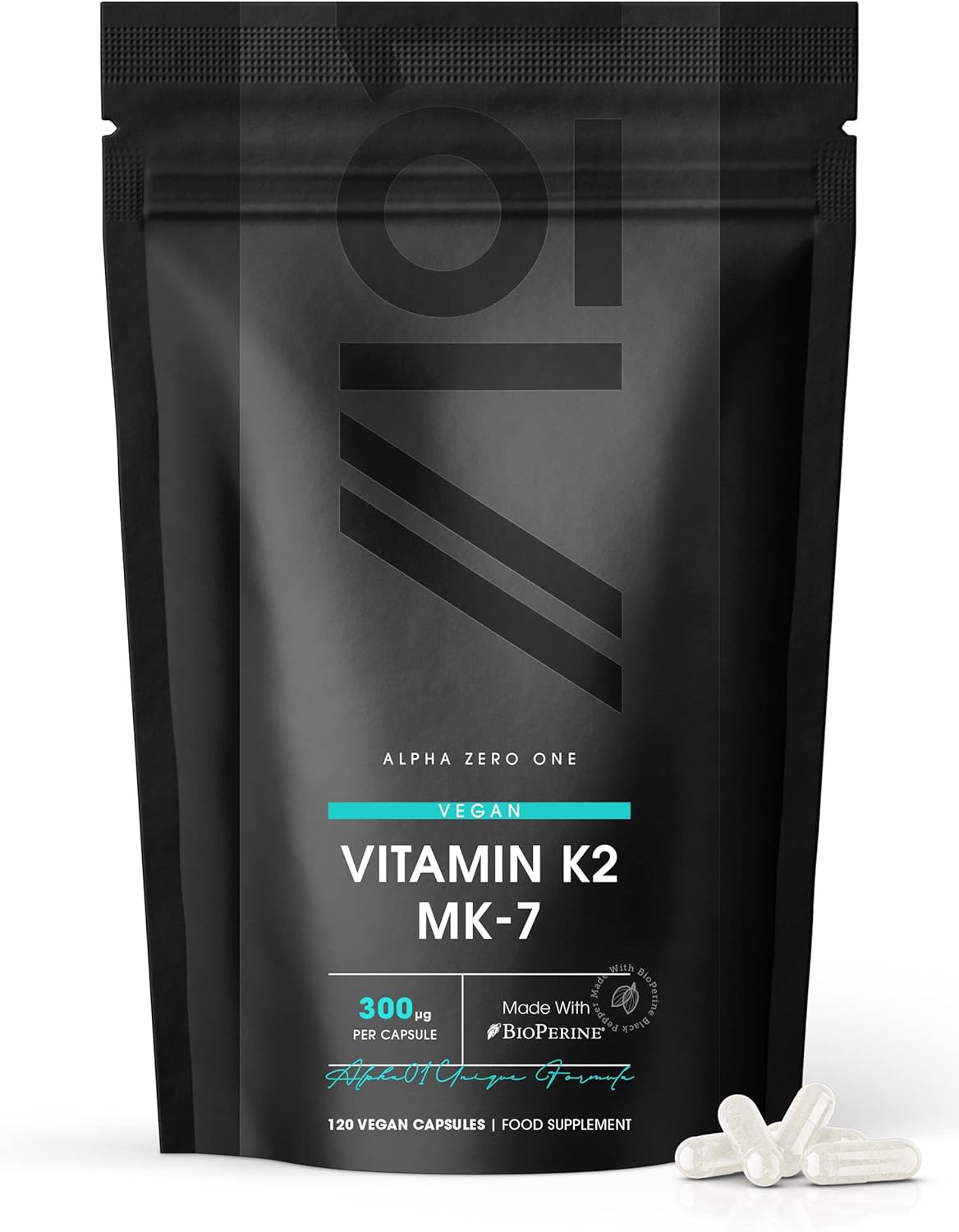 Vitamin K2 MK-7 300mcg - Fermented Natto Based Vegan Vitamin K - Supports Bone Health - Non-GMO, Halal - 120 Vegan Capsules
