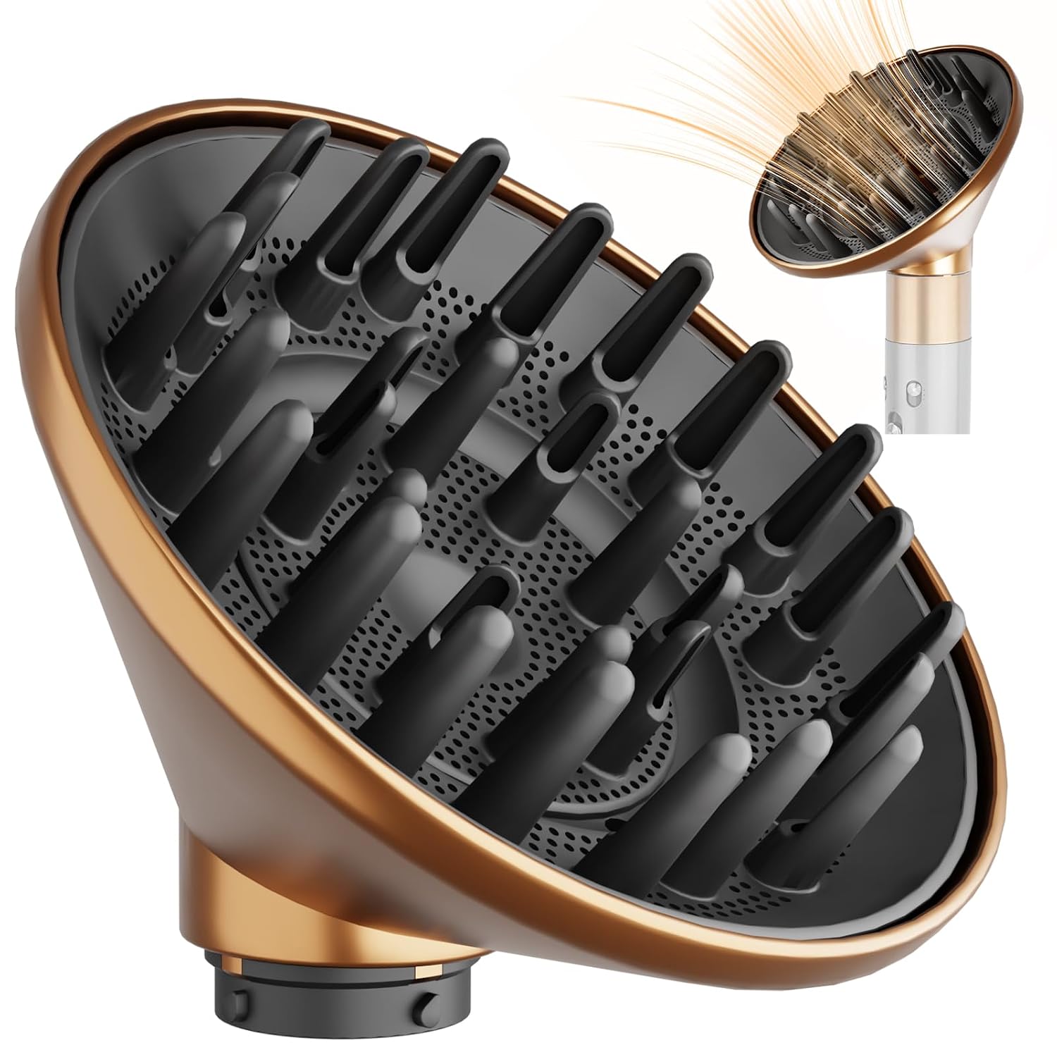 Large Diffuser Attachment Compatible with Dyson Airwrap, Upgraded Bigger Diffuser Nozzle to Dryer Faster and Define Curls Hair, Gold | Hair Diffuser Nozzle to Dryer Faster, Add Volume, Define Curls Hair, for Soft, Defined Waves Curls