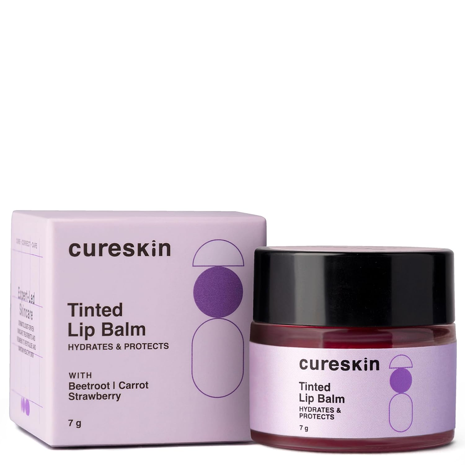 Cureskin Tinted Lip Balm for Women and Men | Hydrates & Protects for Lip Tint with Beetroot, Carrot & Strawberry | Lip Lightening Balm for Dark Lips | Tinted Lip Balm for Dark Lips to Lighten