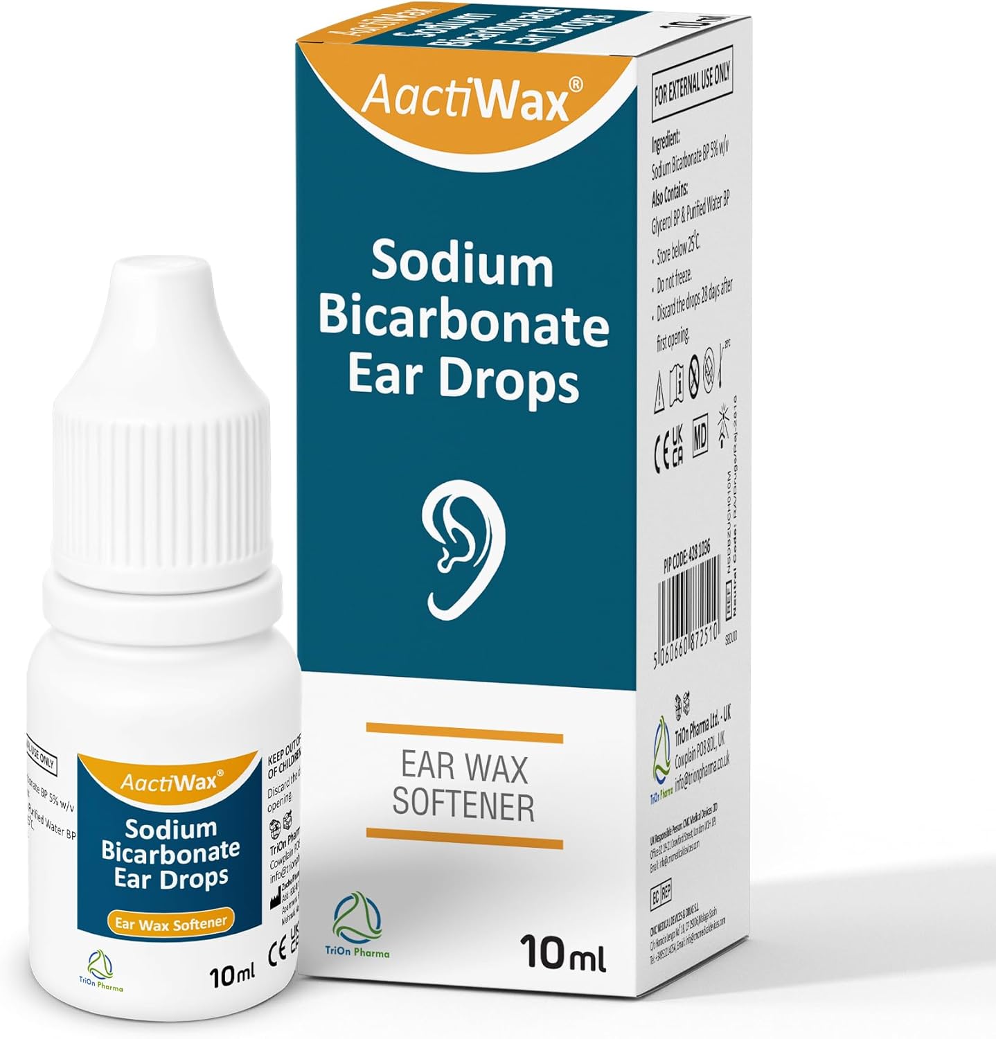 Aactiwax Sodium Bicarbonate Ear Drops – Ear Wax Removal and Blocked Ears | Ear Wax Softener Drop | Clogged Ear Relief- 10 ml