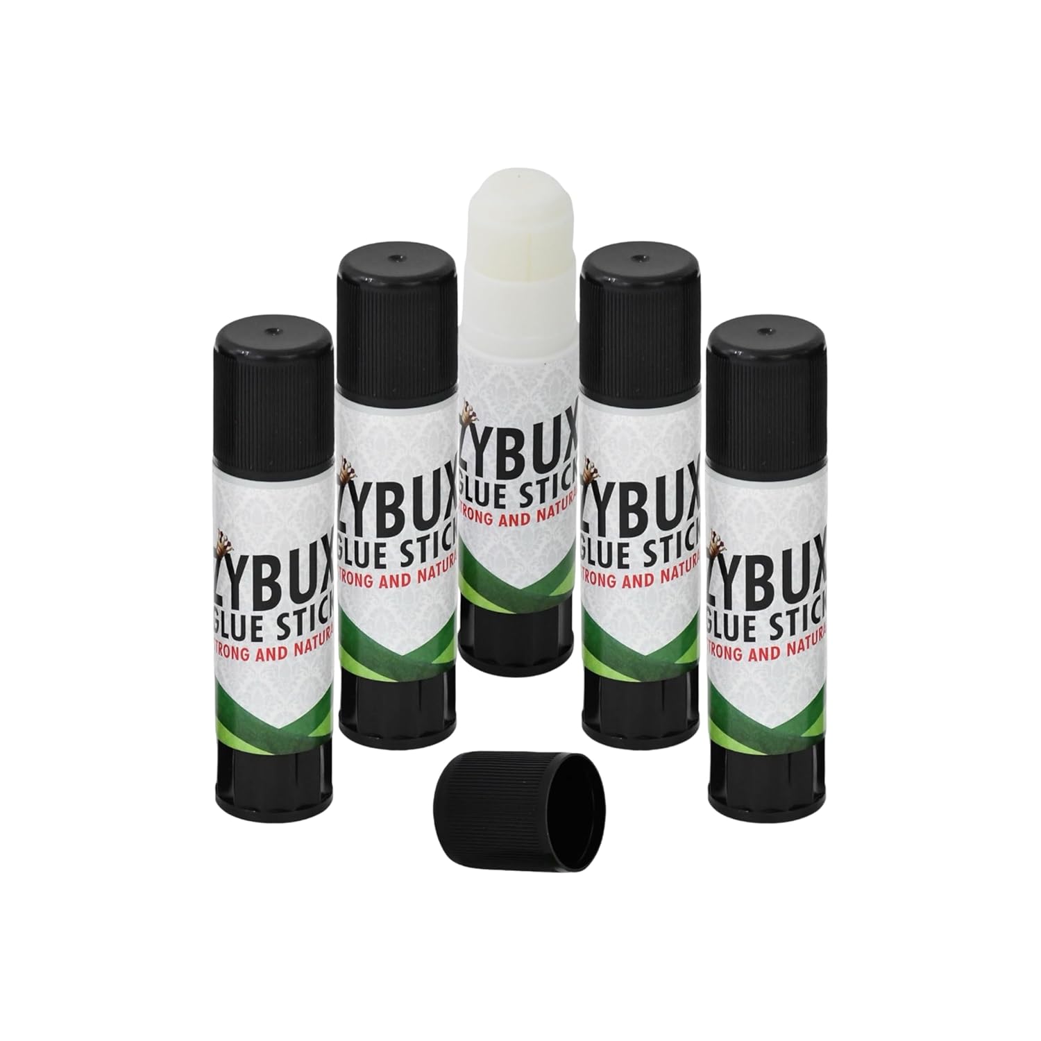 ZYBUX - Glue Sticks (5 Pack, 15g) - 90% Natural, Strong Hold, Child-Friendly Adhesive for Home, School, Office, and Crafts