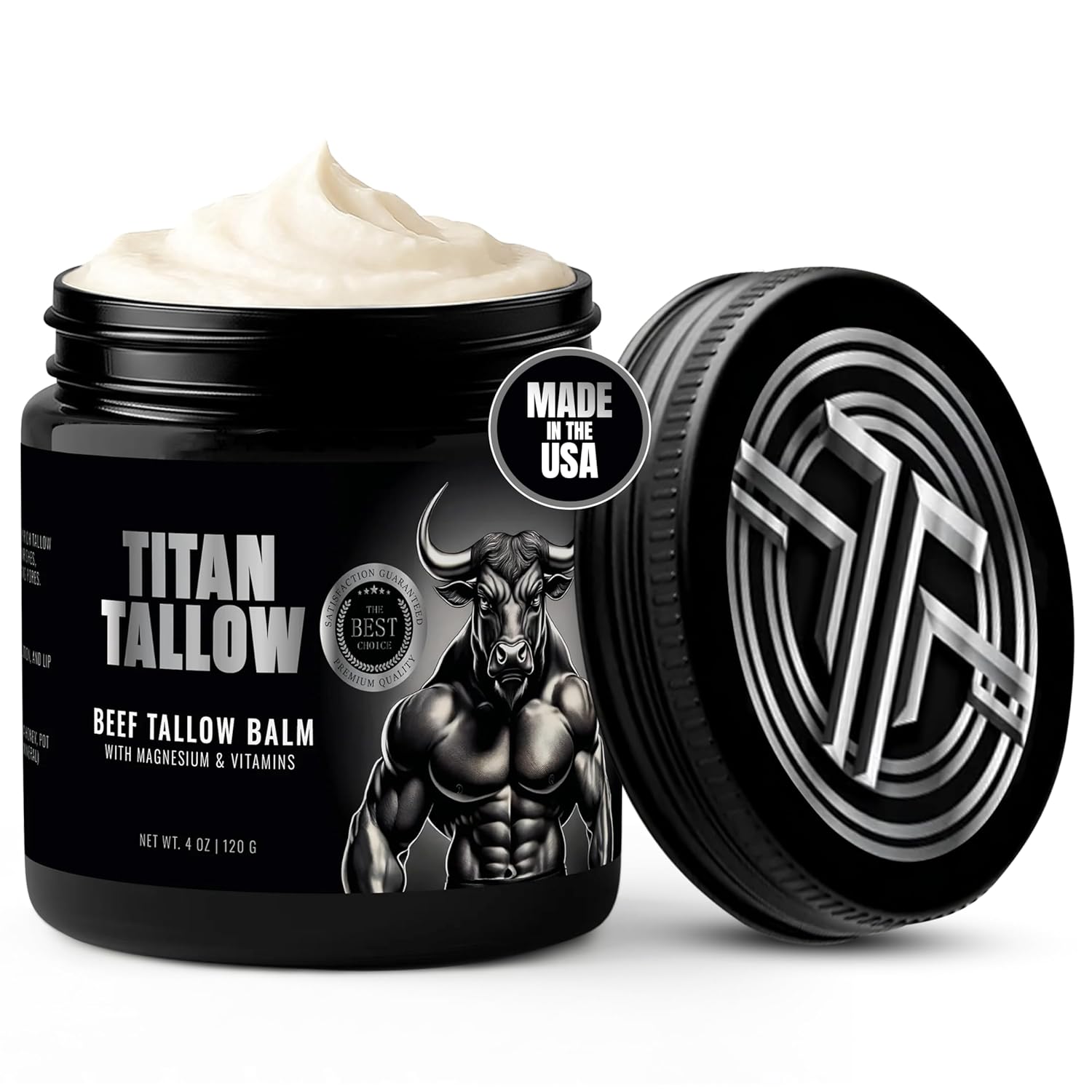 Beef Tallow for Skin, Face & Body Balm with Magnesium for Sleep, Leg Cramps & Pain, Muscle Relaxation, Moisturizing Topical Cream - Organic Grass-Fed & Grass-Finished Tallow, Manuka Honey Lotion